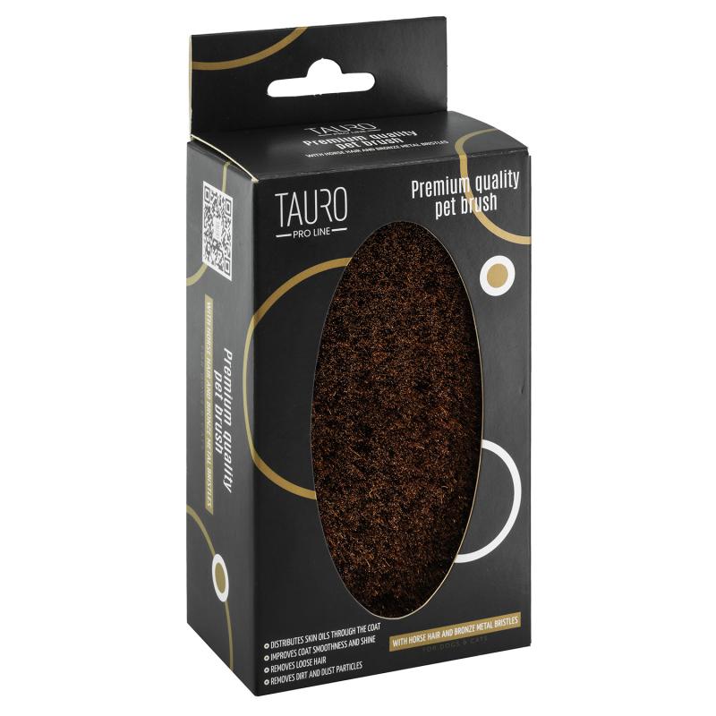 Tauro Pro Line Massage Brush - Natural Pear Wood & Horse Hair Bristles - Antistatic, Light Brown, Oval Shape (5.3x2.8 inches) - Perfect for Relaxation, Detangling & Styling Hair
