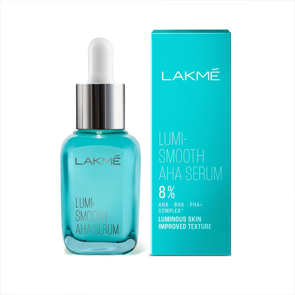 LAKMÉ 8% AHA-BHA-PHA Complex Lumi Smooth Serum for Radiant Skin & Improved Texture - 30ml | Brightening Face Serum for Glowing Skin, Exfoliation & Smooth Complexion | Perfect for Daily Skincare Routine & Nighttime Use