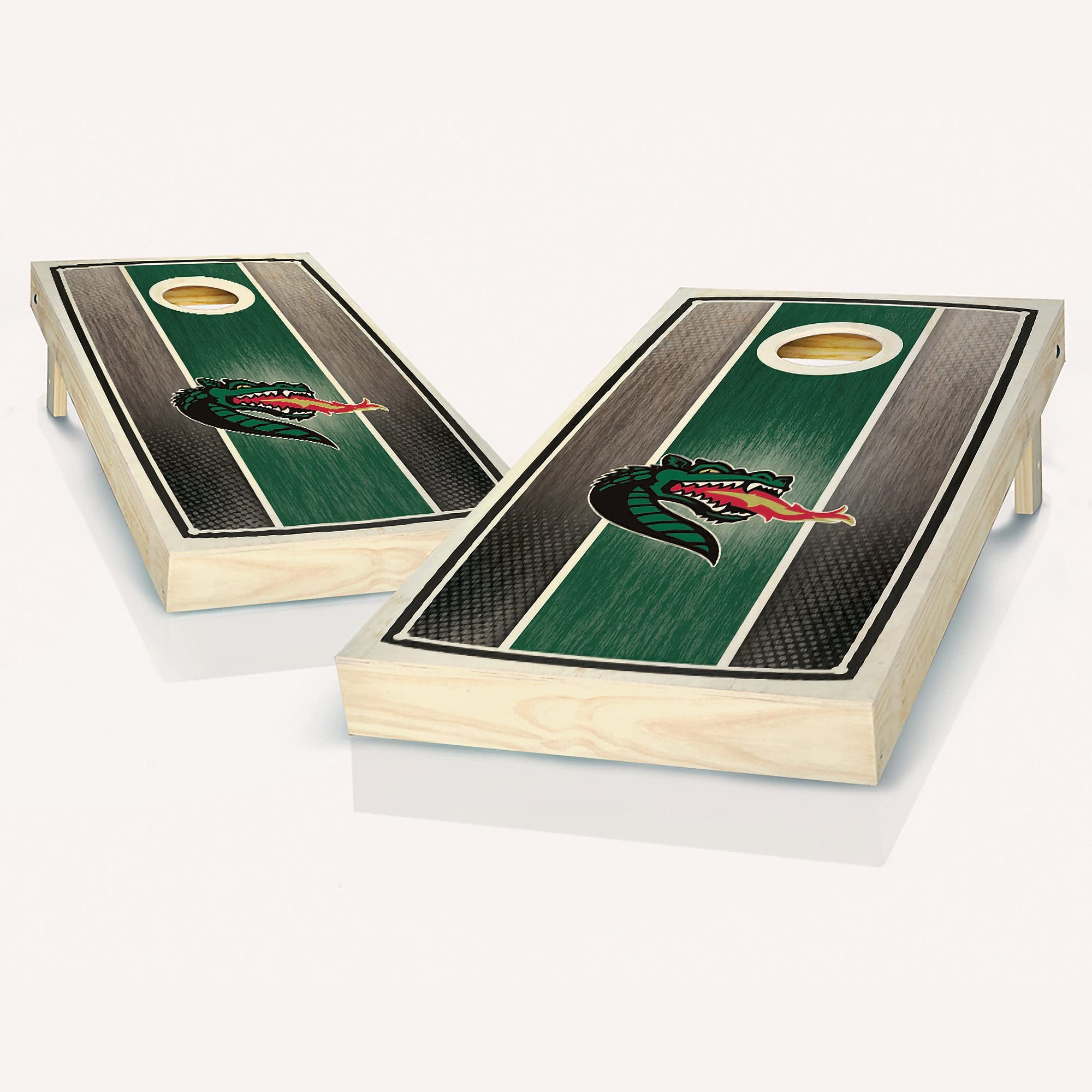 Premium UAB Stained Stripe Cornhole Game Set - 2 Wooden Boards & 8 Bean Bags for Outdoor Lawn Games, Backyard Parties, Tailgating, and Family Fun