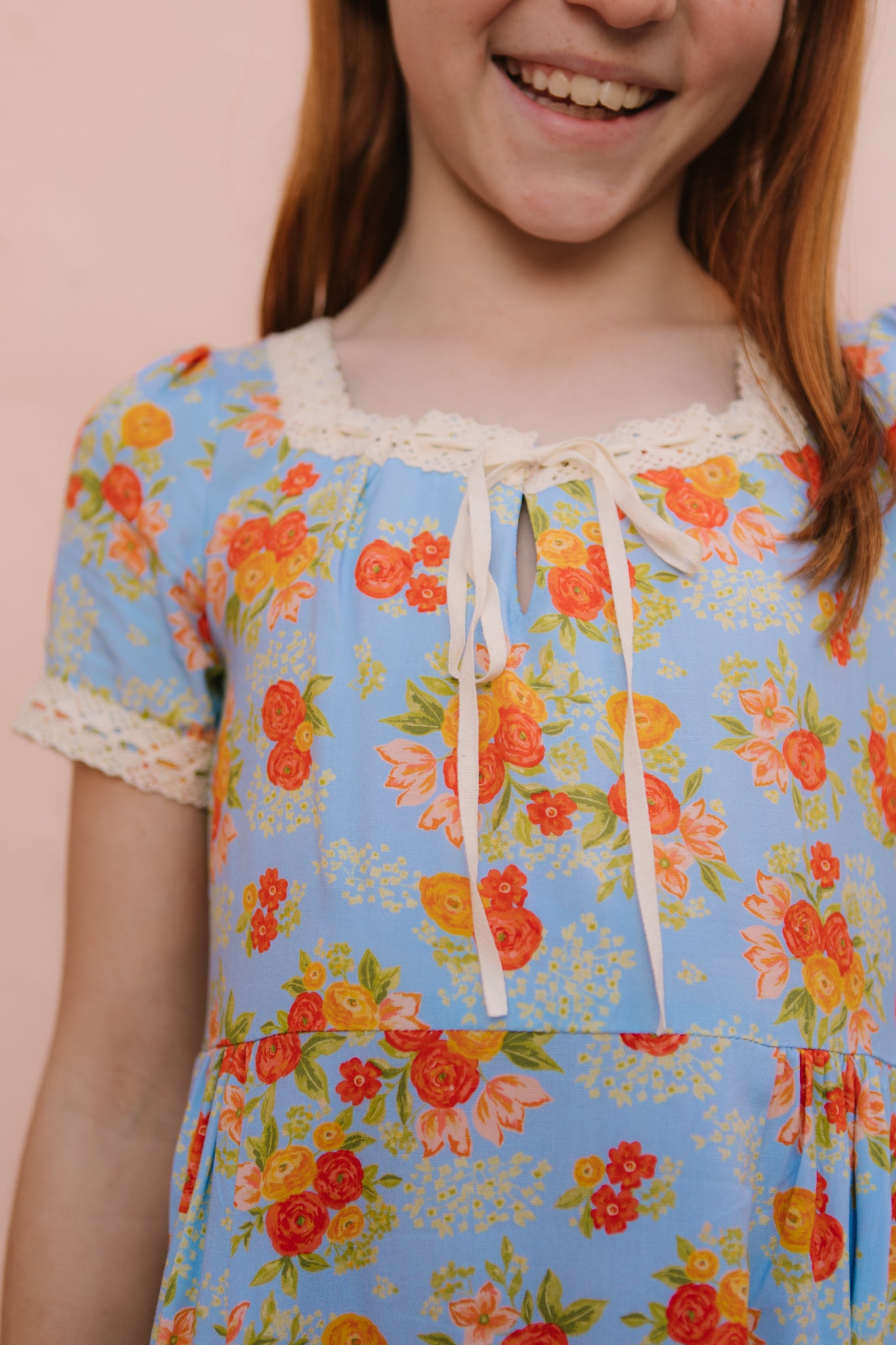 Mini Libby Dress in Orange Floral Print - Women's Summer Flowy Dress for Beach, Vacation & Date Night