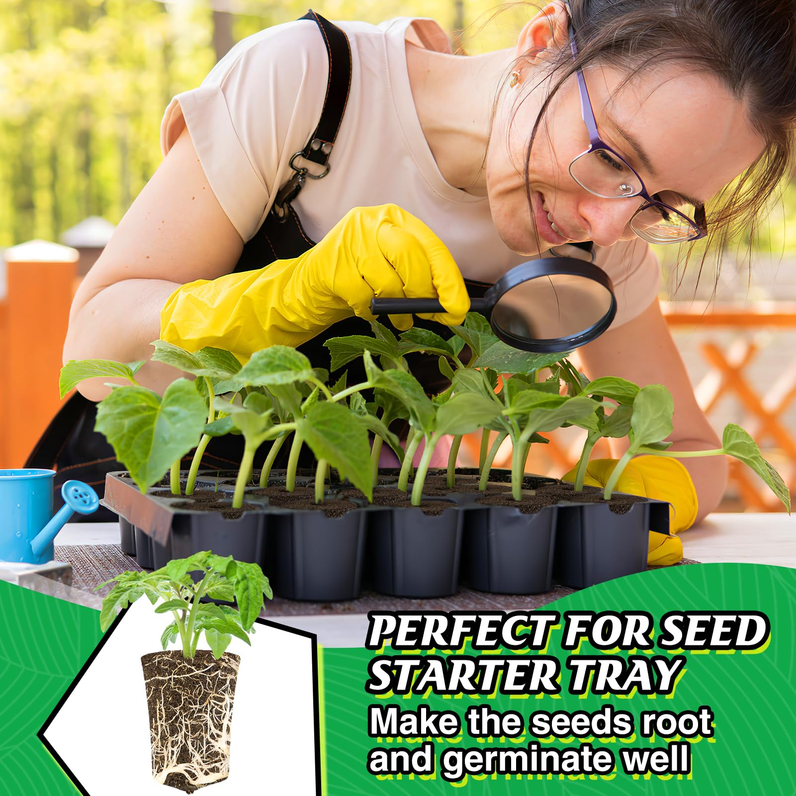 50 Pcs Rooting Sponges for Plants - Seed Starter Plugs for Seedlings & Cuttings, Rapid Rooting in Soil/Tray/Pods, Promotes Herb Vegetable Flower Growth - Ideal for Hydroponics, Indoor Gardening & Greenhouse Planting