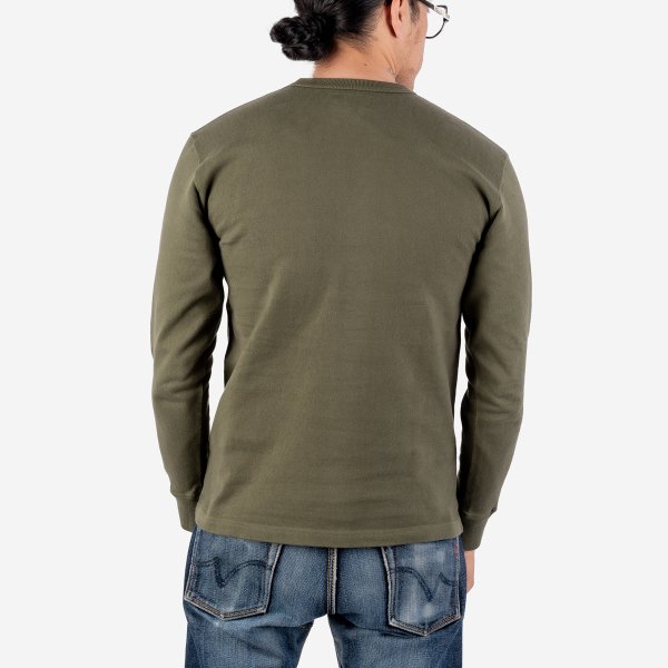 Iron Heart IHTL 1501 11oz Heavyweight Cotton Knit Long Sleeve Crewneck Sweater - Olive Green Men's Pullover | Casual Wear, Fall Winter Fashion, Streetwear Outfit