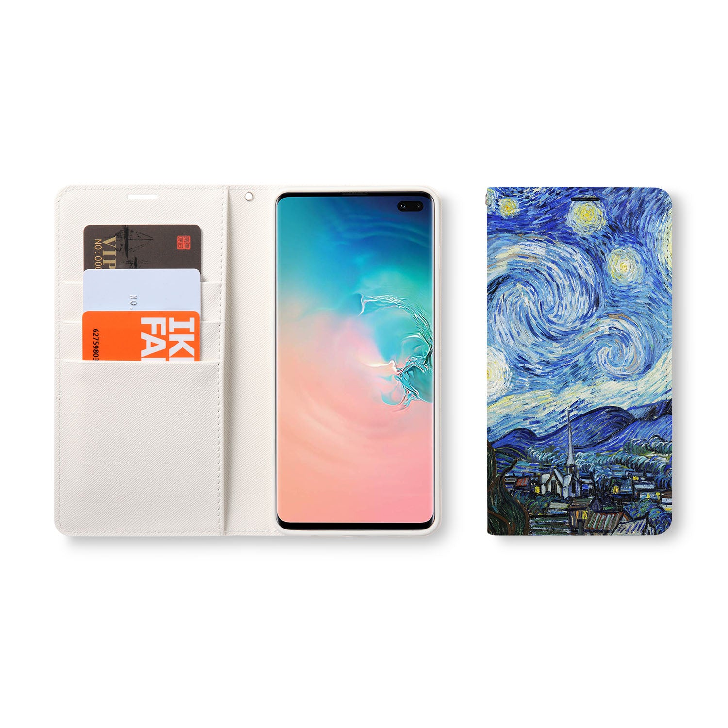 Samsung Wallet Case with Oil Painting Design - Slim RFID Blocking Card Holder for Men & Women - Perfect for Travel, Business, and Everyday Use