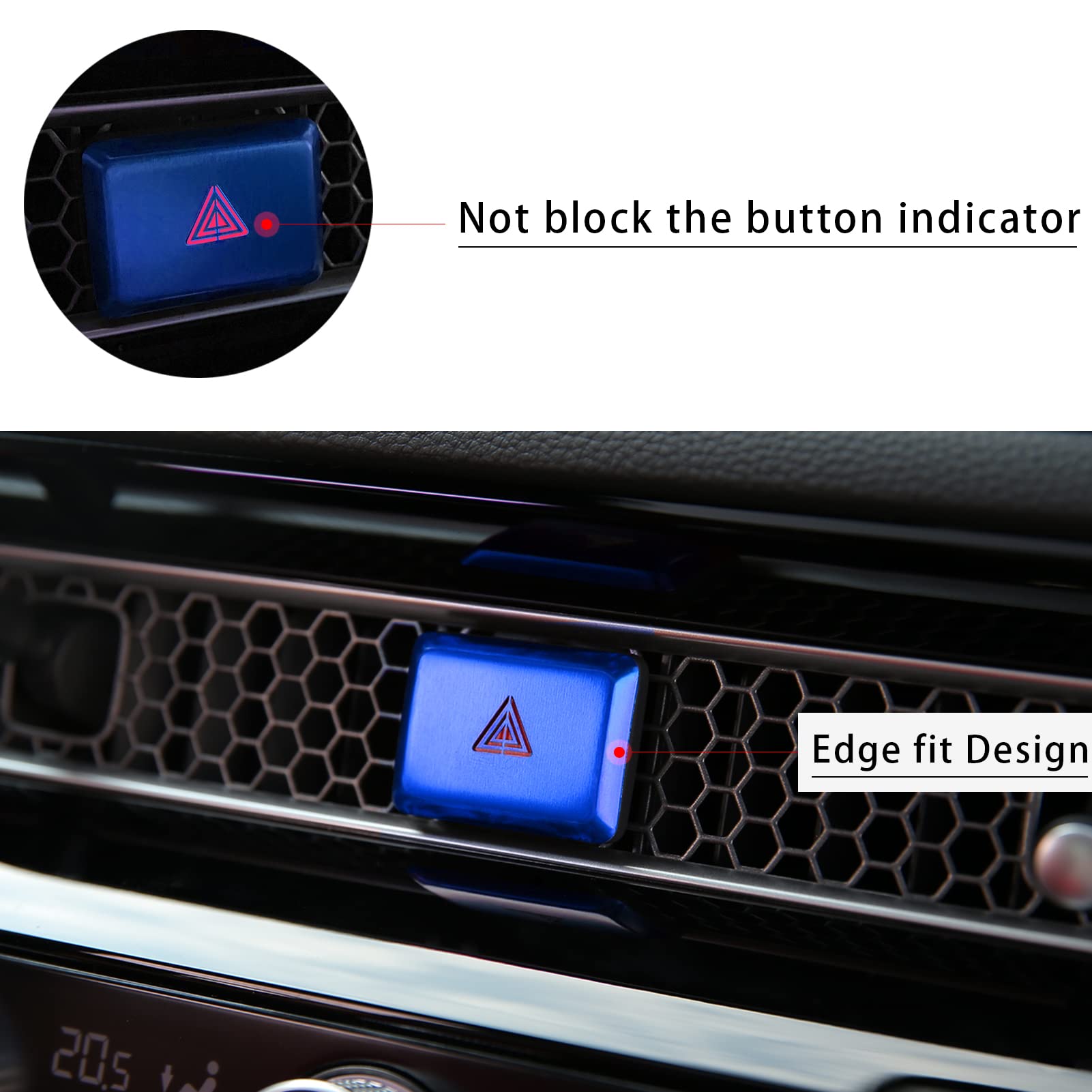Honda Civic Accord CRV HRV Accessories - CKE Compatible Center Console Air Vent Hazard Warning Light Push Button Cover (Blue) - Upgrade Your Car Interior for Enhanced Style & Protection