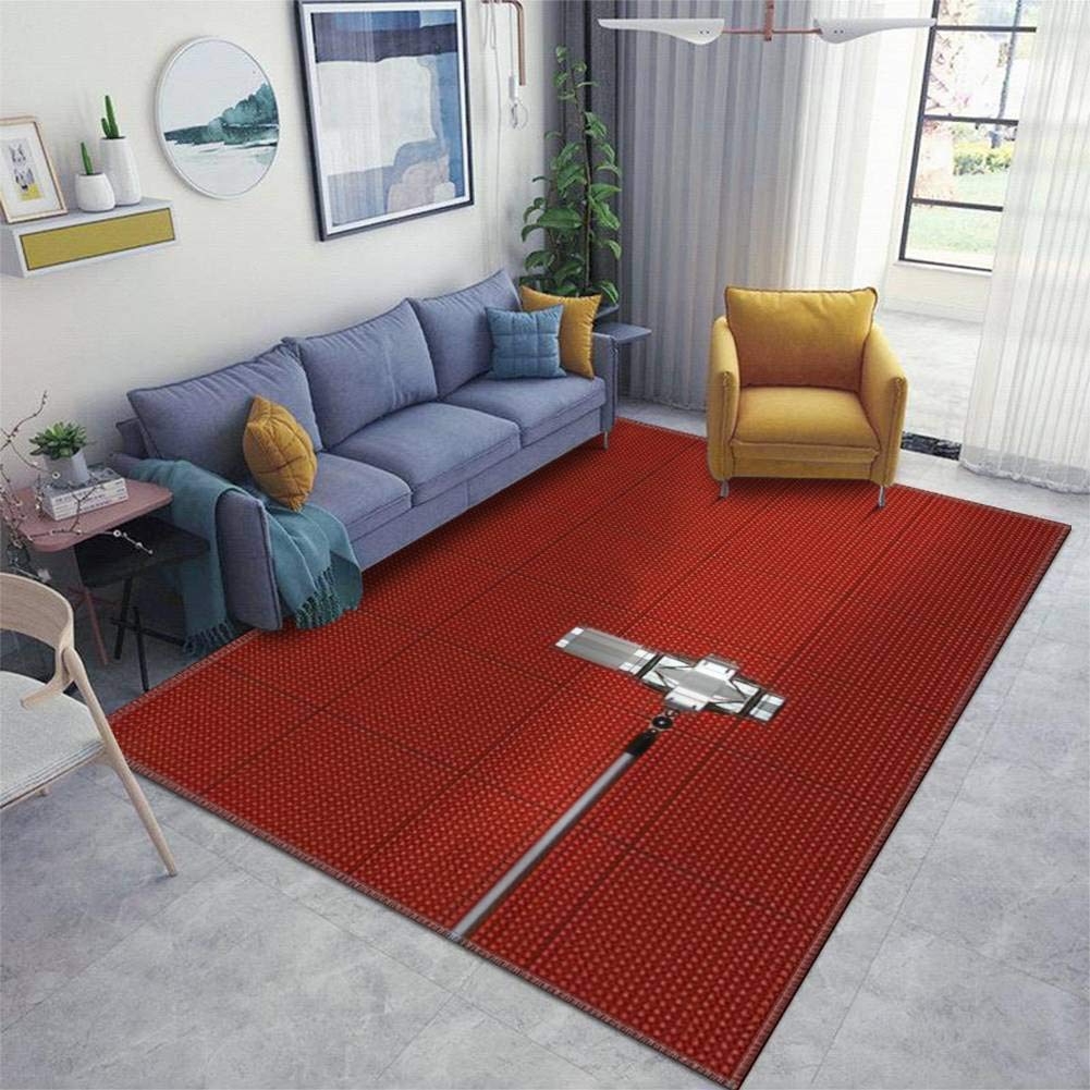 Professional Studio Microphone with Red Recording Studio Rug - Non-Slip Floor Mat for Home, Office & Music Room - Soft Indoor/Outdoor Carpet for Living Room, Nursery, Yoga & Studio Use