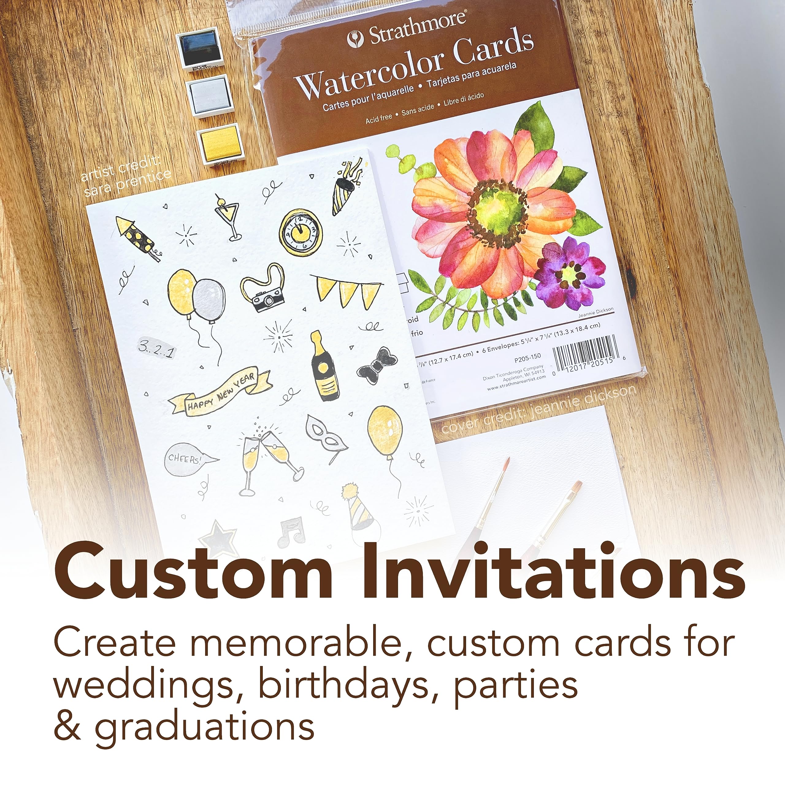 Strathmore 400 Series Watercolor Cards - 5x6.875 Inches Cold Press Paper, 6 Pack with Envelopes | Premium Handmade Greeting Cards for Weddings, Birthdays & Special Events | Perfect for DIY Invitations, Thank You Notes & Artistic Projects