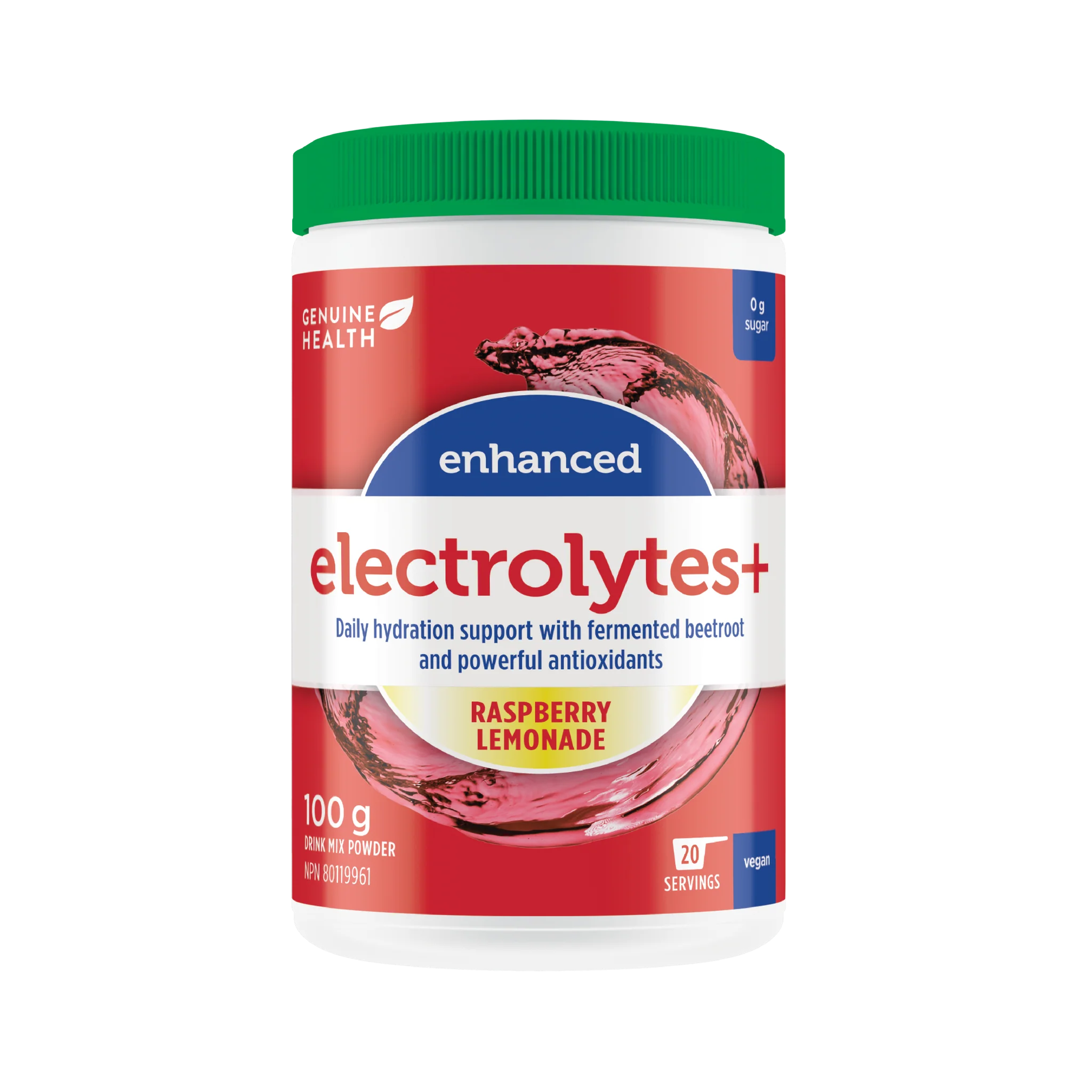 Genuine Health Enhanced Electrolytes Powder - Raspberry Lemonade Flavor (100g) | Hydration Supplement for Athletes, Workouts & Active Lifestyle