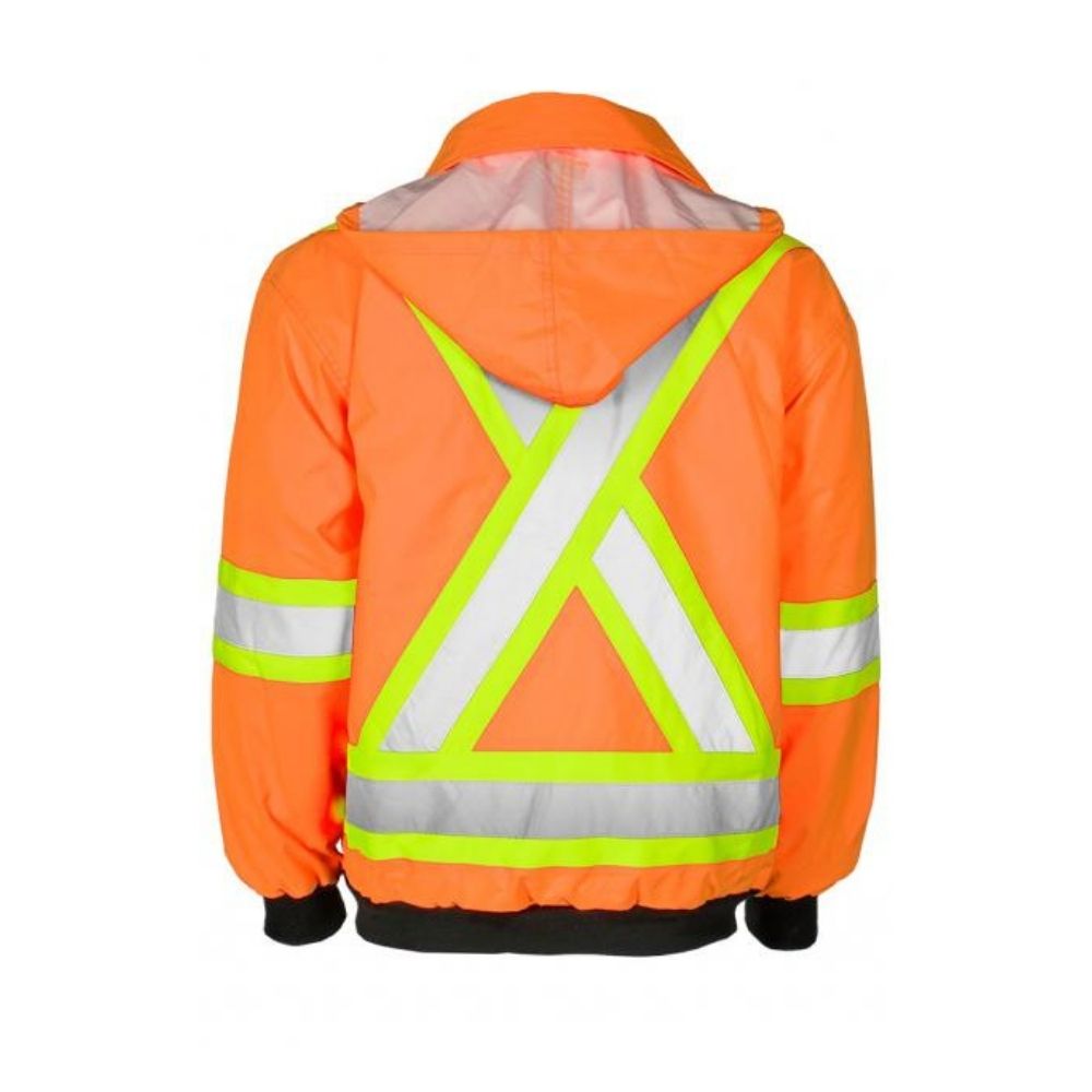 Terra Men's High Visibility 6-in-1 System Work Bomber Jacket - ANSI Certified Safety Orange (116562) for Construction, Road Work & Emergency Responders