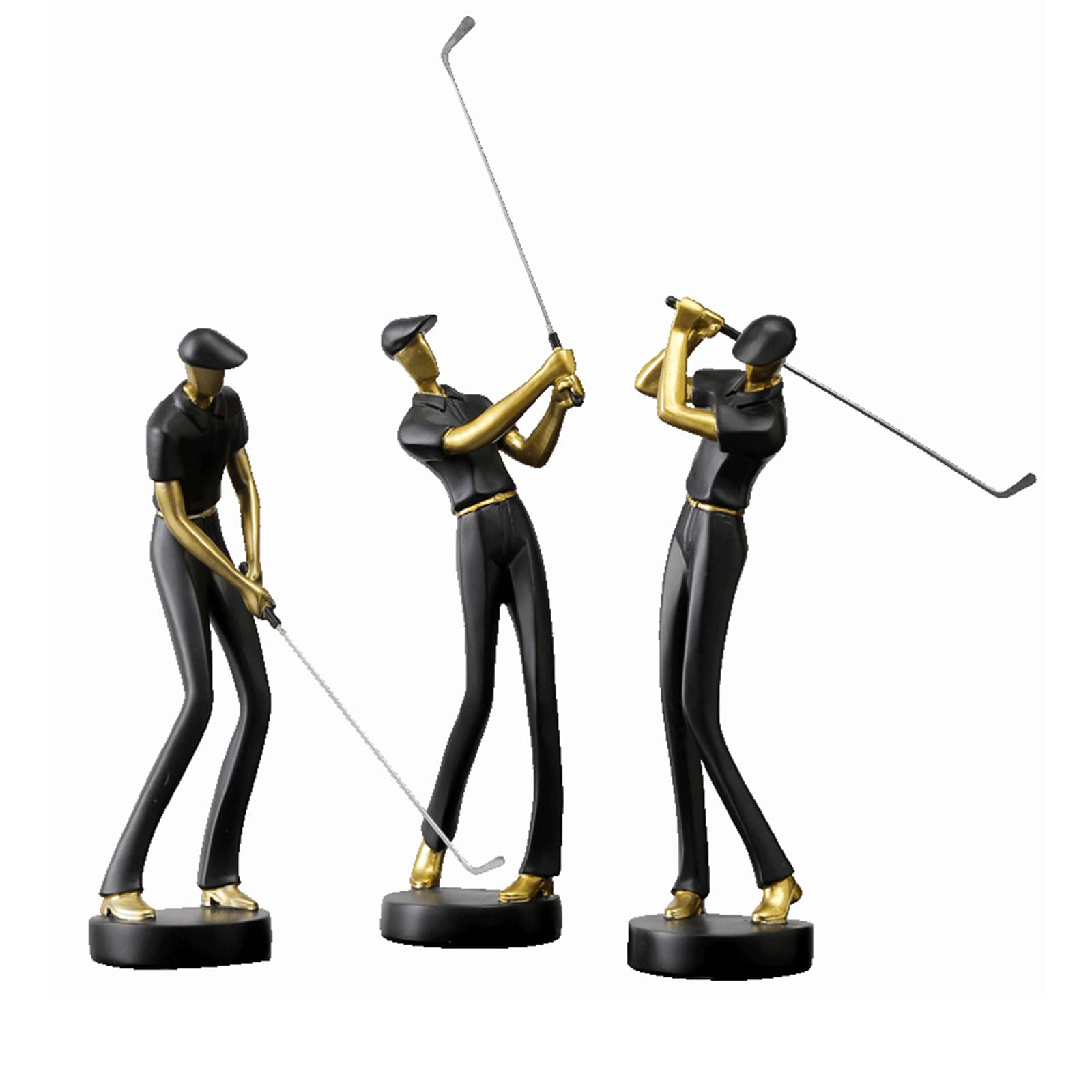 3 Pcs Golf Character Sculpture - Abstract Resin Figurines, Golf Statue Decor for Home, Living Room, Office Desk | Unique Gift for Golf Lovers & Home Decor Enthusiasts | Perfect for Man Cave, Sports Bar, or Golf Clubhouse Decor