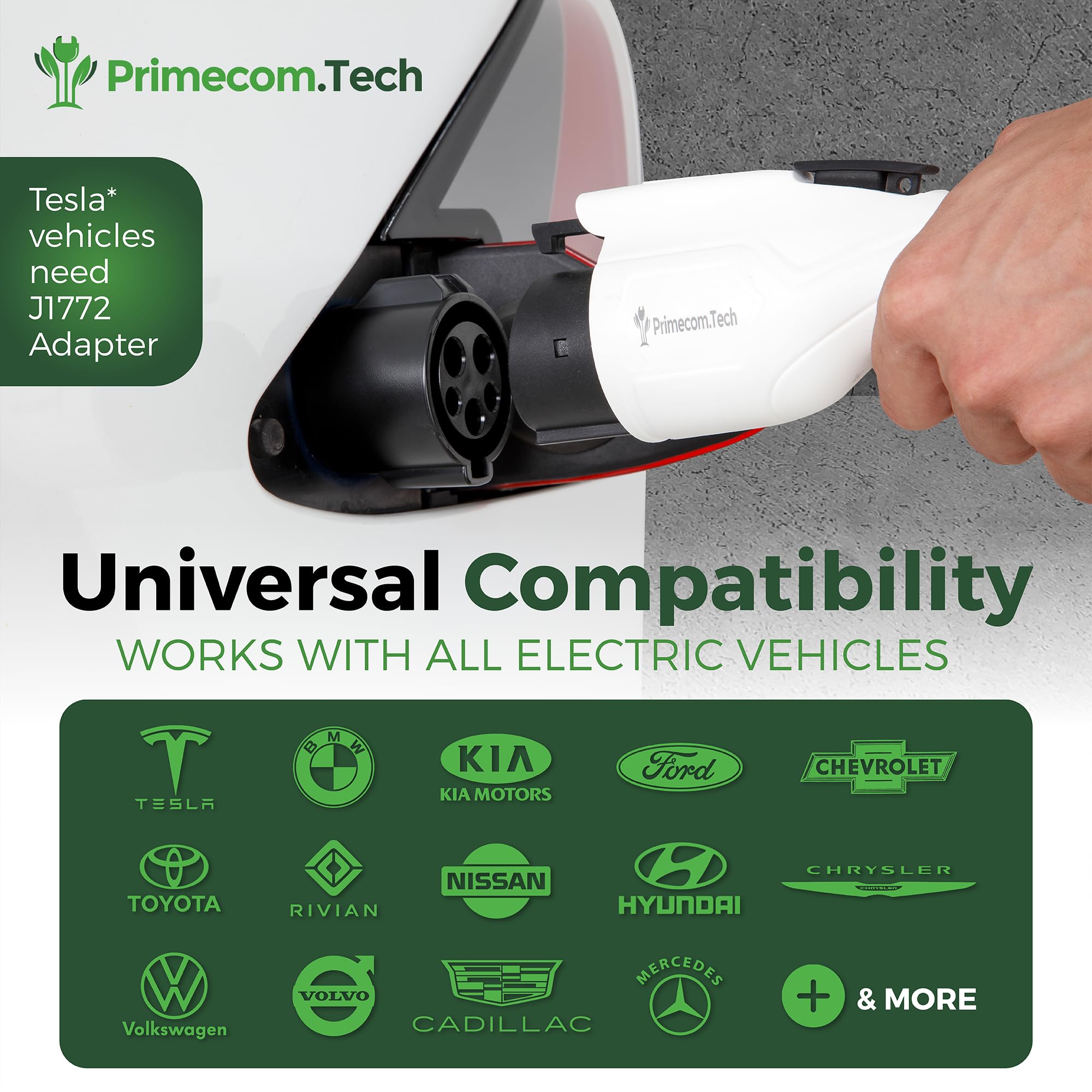 Primecom Level 2 EV Charger 220V-240V 16A Portable Smart Electric Car Charging Station - 30/40/50 Feet Cable (European Plug, 40ft) for Home, Garage & Workplace Charging