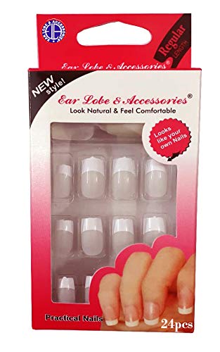 24 Pcs French White Press On Nails with Nail Glue (3g) - False Nails for Acrylic Manicure, Salon Quality Fake Nails for Women, Perfect for Parties, Weddings & Special Occasions