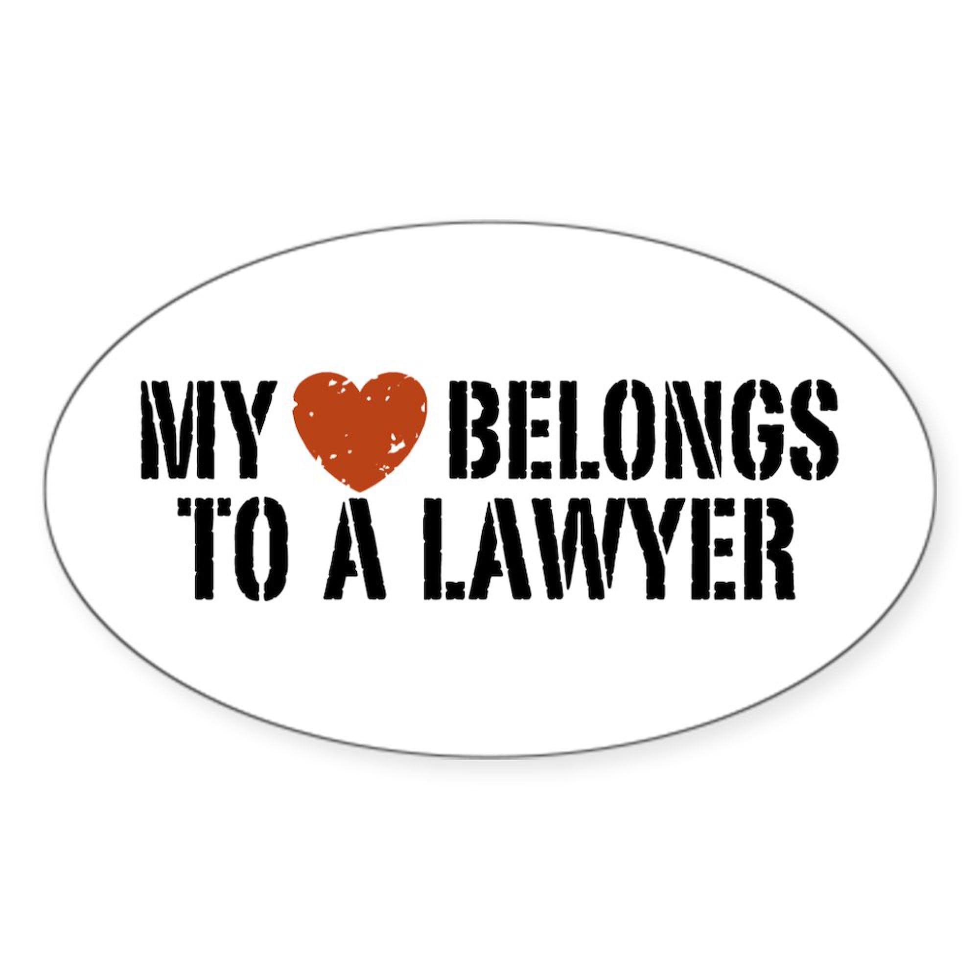 My Heart Belongs to A Lawyer Oval Car Bumper Sticker - Funny Attorney Gift for Law Students & Legal Professionals - Perfect for Cars, Laptops & Water Bottles