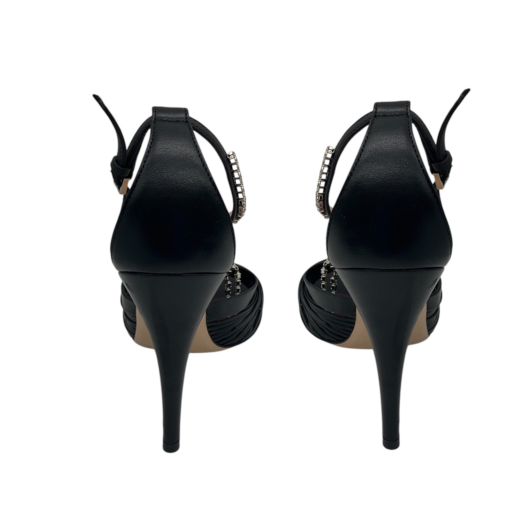 Gucci Black Leather Sandals with Crystal Embellishments - Luxury Women's Designer Sandals for Summer, Parties & Special Occasions