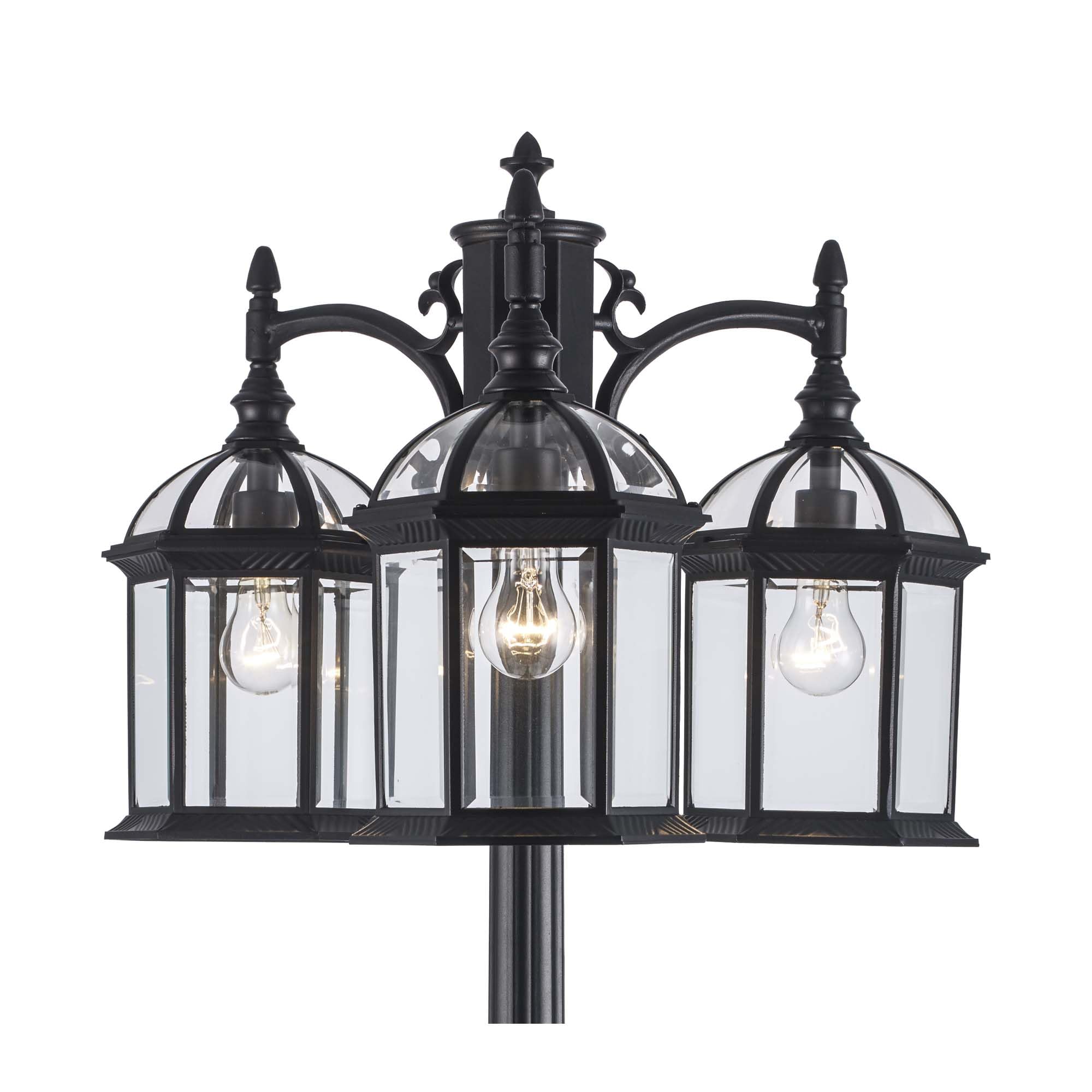 Trans Globe Lighting TG4189 BK Wentworth Collection - 3-Light Outdoor Lantern Post Mount in Black Finish | Traditional Style Light Fixture for Porch, Garden & Pathway Lighting