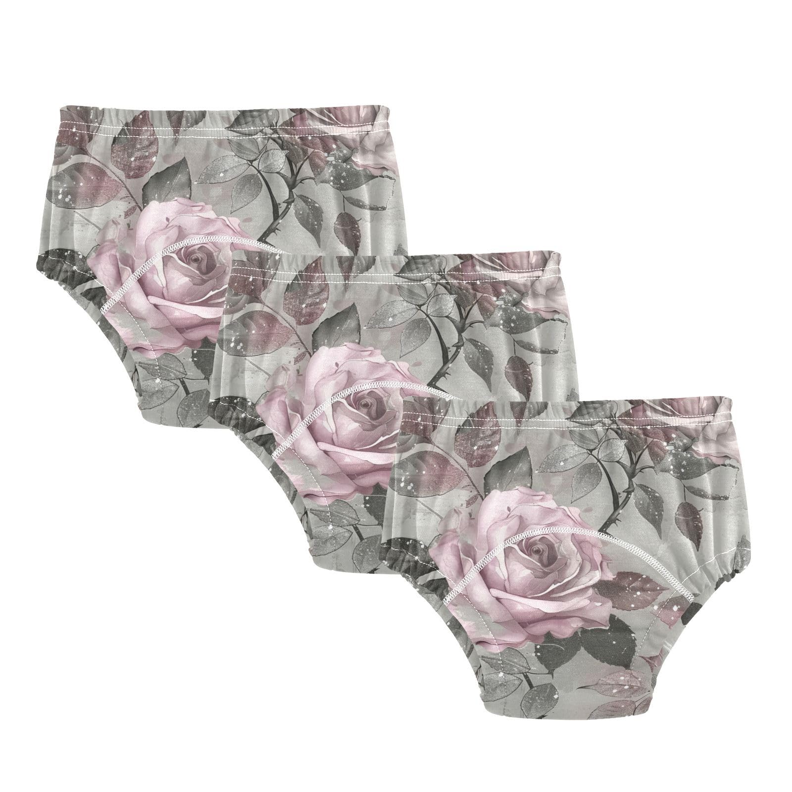 J JOYSAY Rose Grey Potty Training Pants for Toddlers - Unisex Baby Training Underwear 3 Pack (2T-5T) | Soft & Absorbent | Daytime & Nighttime Use | Perfect for Daycare, Travel & Home Potty Training