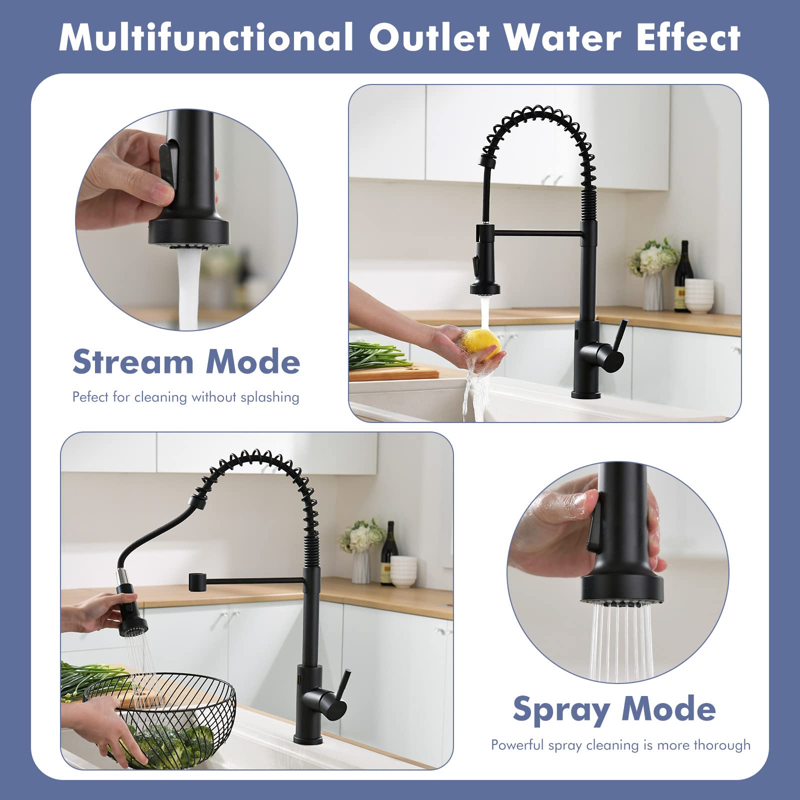 Smart Touchless Kitchen Faucet - Matte Black Motion Sensor with Pull-Down Sprayer for Modern Kitchens