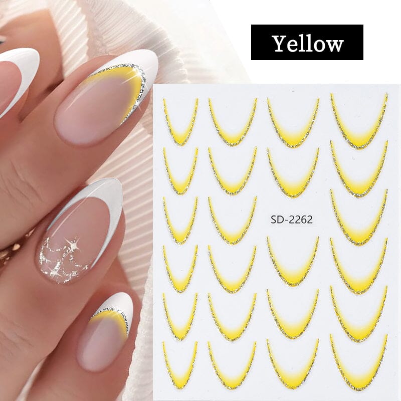 3D French Gradient Nail Stickers - SD2261 & SD2272 | Waterproof DIY Nail Art Decals for Salon, Home Manicure & Party Glam