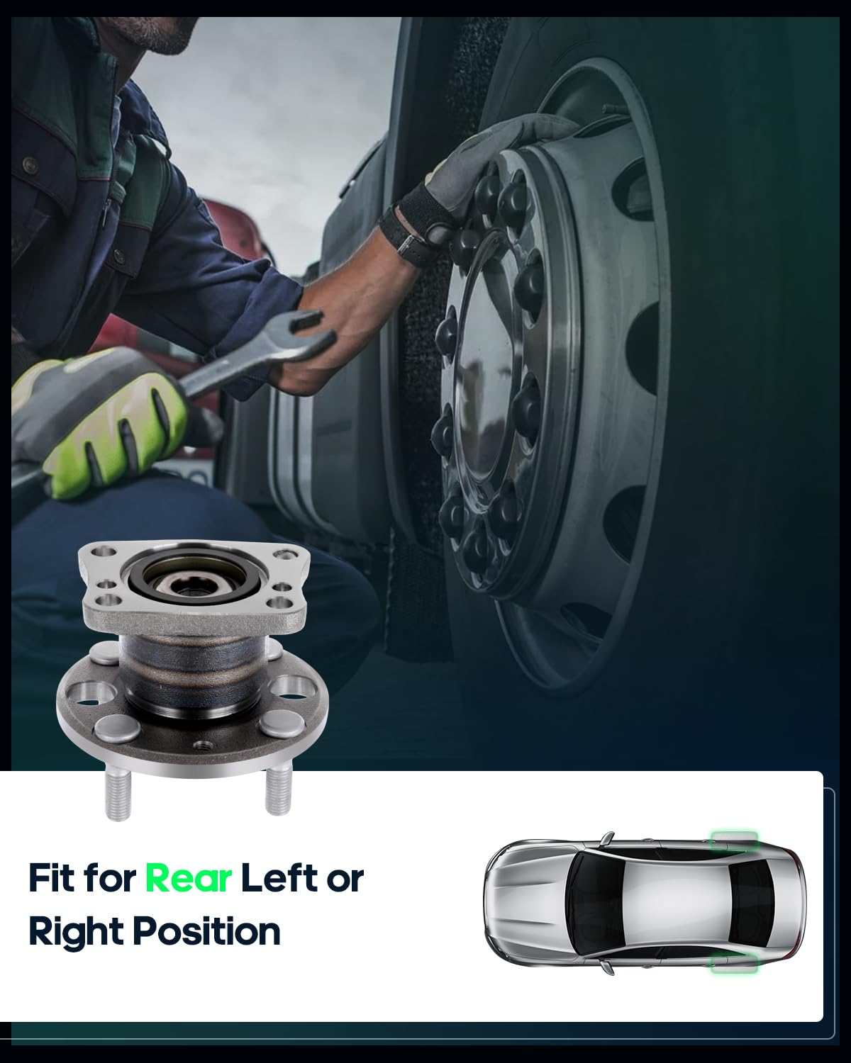 SCITOO Wheel Hub Bearing Kit for 2011-2017 Ford Fiesta - Complete Hub Assembly with Wheel Studs (OE 512468 Replacement) - Perfect for Smooth Ride & DIY Car Repairs