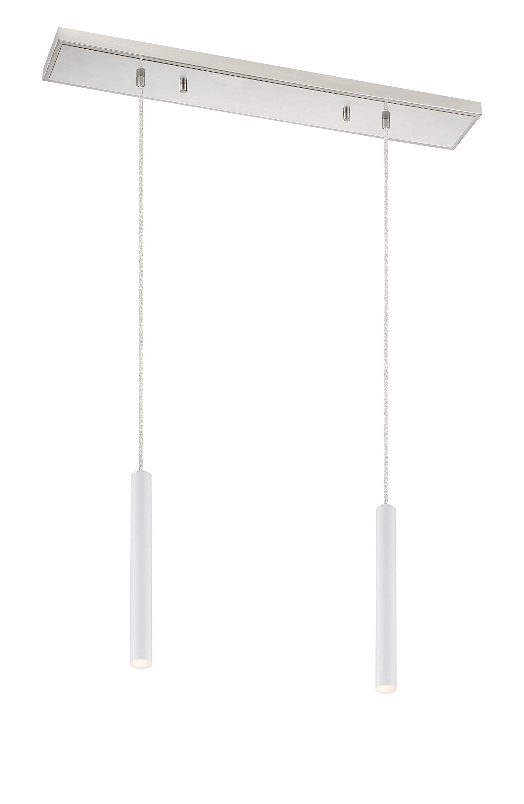 2-Light Matte White Pendant Lighting for Kitchen Island or Billiard Room - Modern Farmhouse & Industrial Style Chandelier for Dining Room, Bar, or Game Room