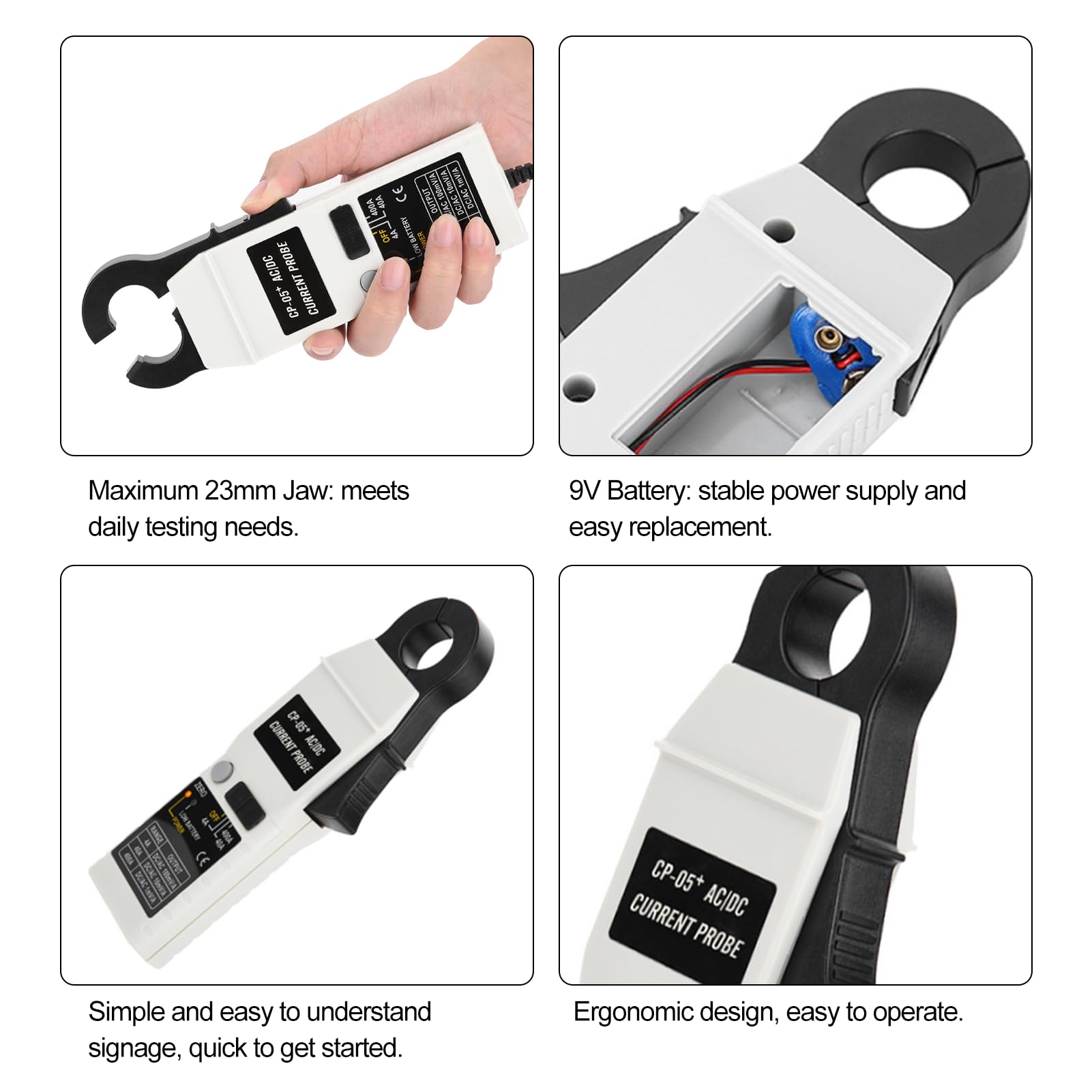 Digital Clamp Meter CP-05+ - 400A AC/DC Current Tester with 200KHz Frequency, Relative Zero Correction & Oscilloscope Compatibility | Perfect for Electricians, HVAC Technicians & Automotive Diagnostics