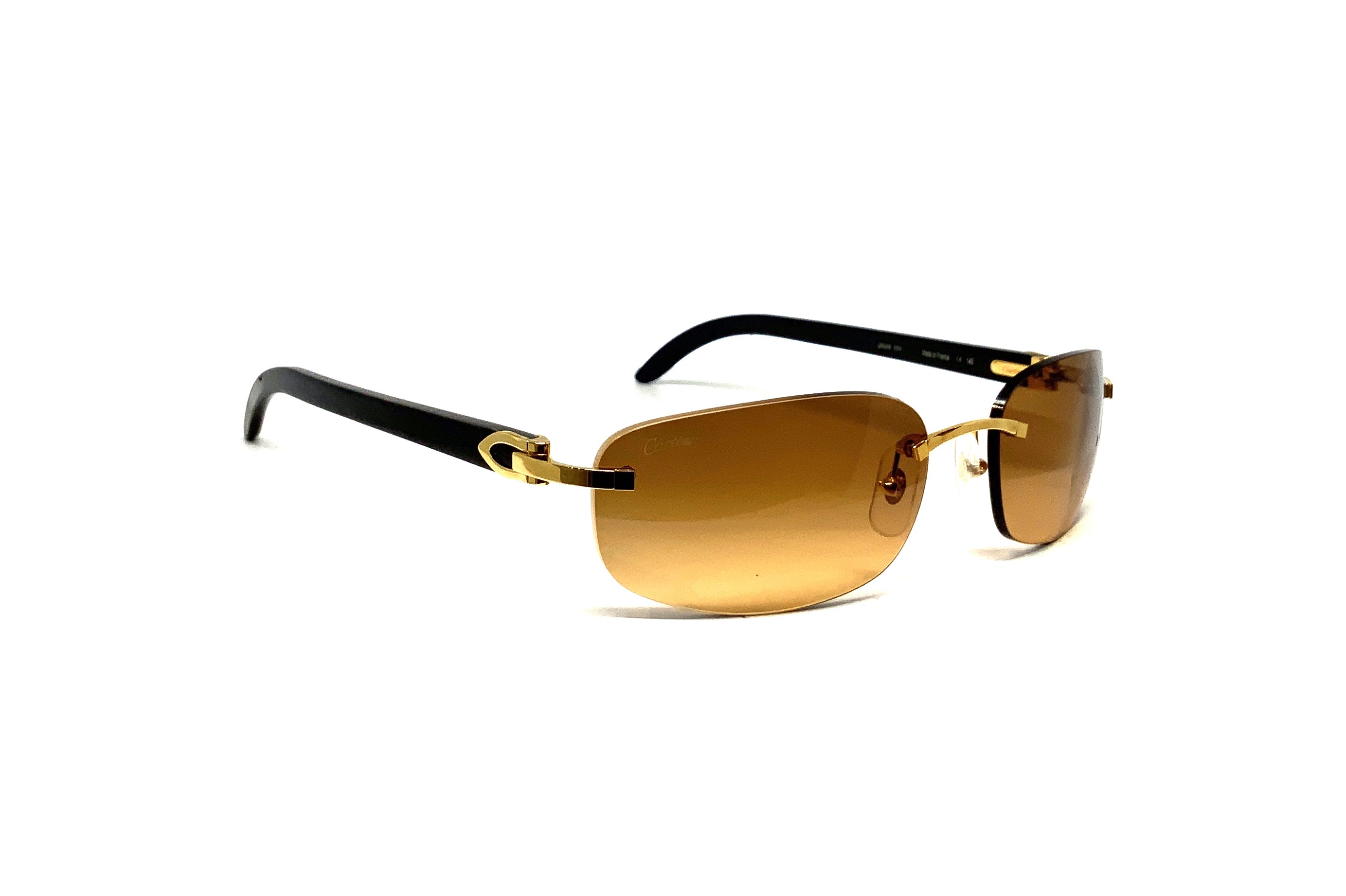 Cartier Trinity de Cartier CT0020RS Sunglasses - Black Buffalo Horn Frame with Brown Gradient Lenses | Luxury Unisex Eyewear for Fashion & Outdoor Protection