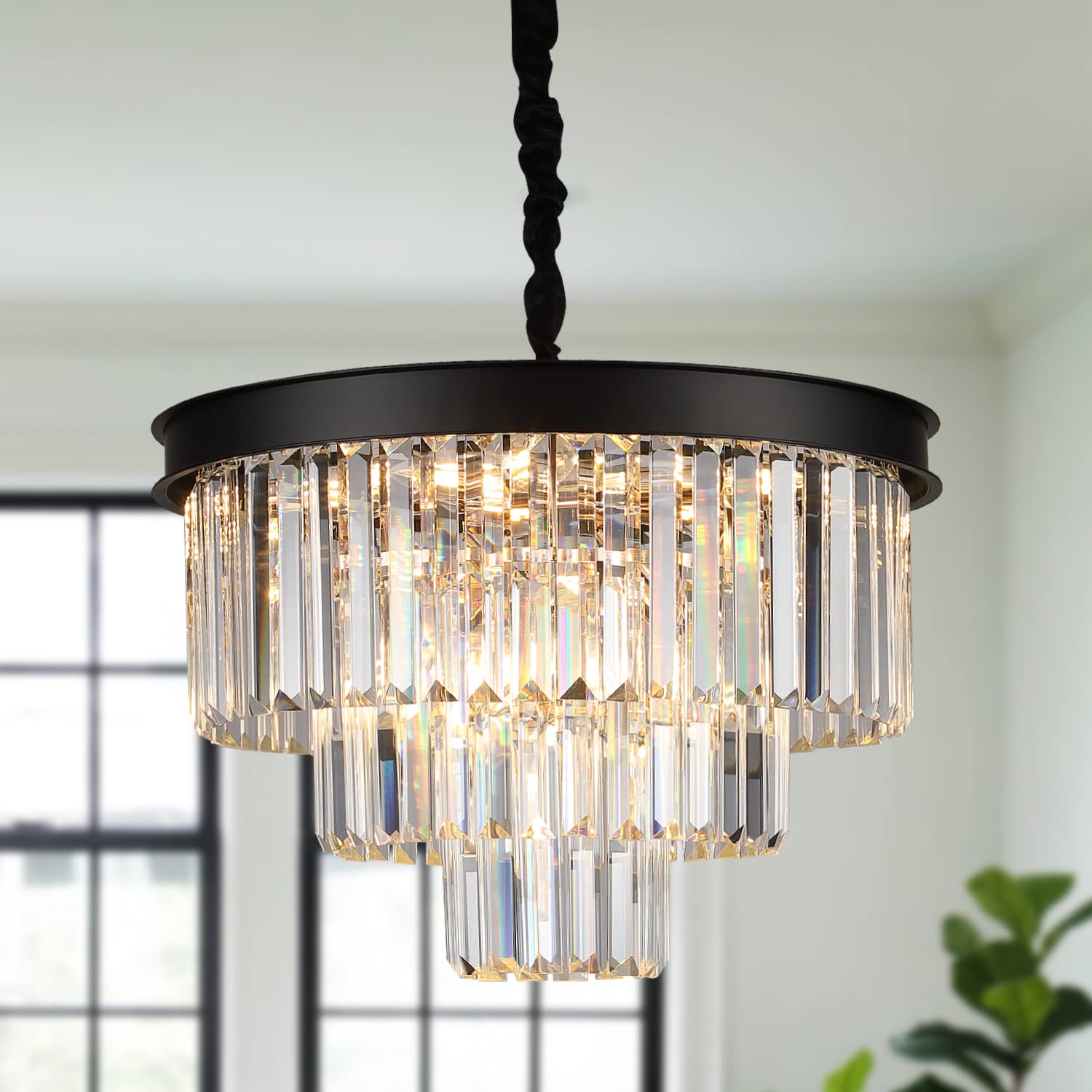 Modern Black Crystal Chandelier - 20
