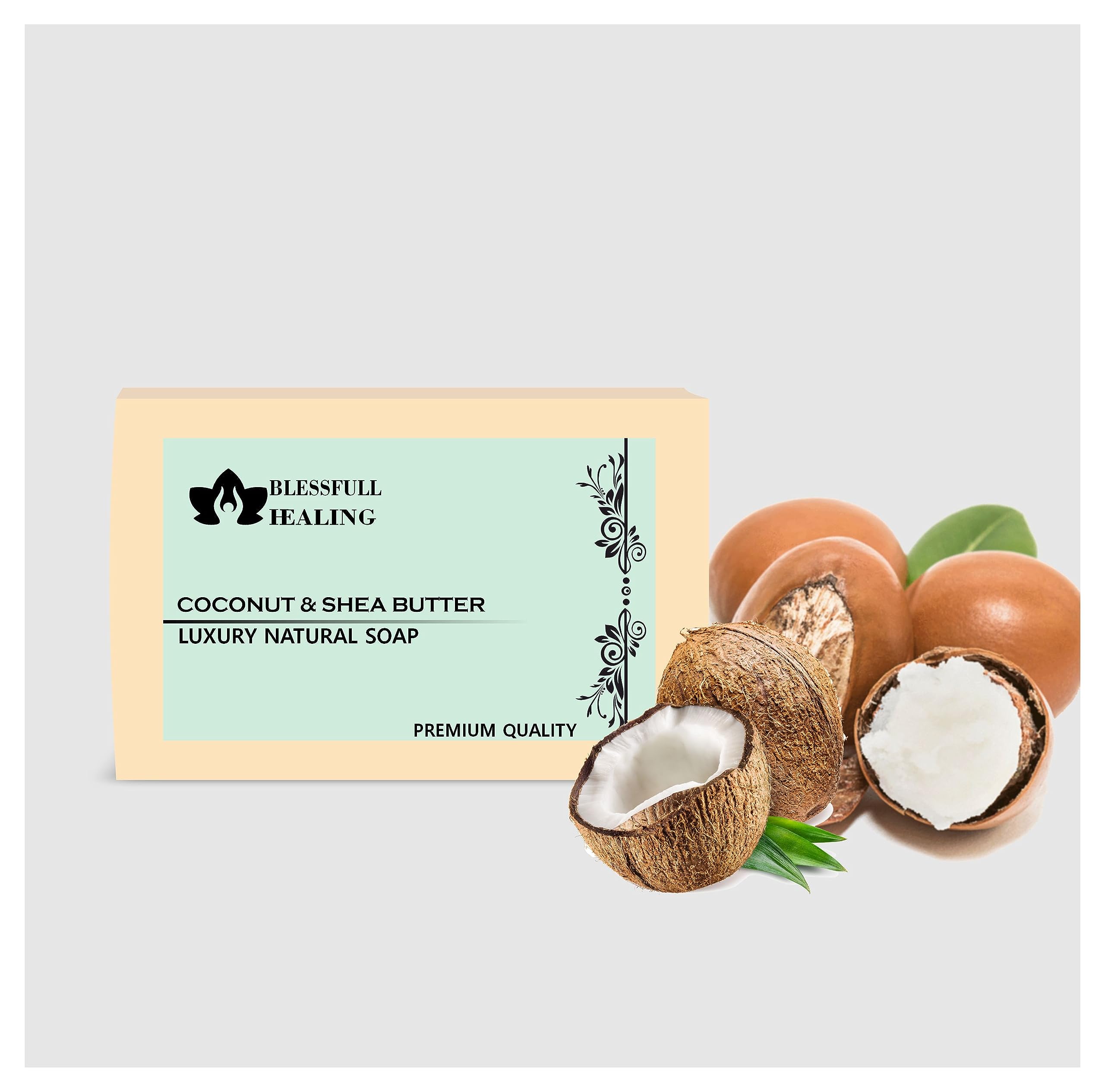 Luxury Coconut & Shea Butter Handmade Natural Soap Bars - 4.4 OZ (125g) Each, Pack of 4 - Moisturizing & Nourishing for Dry Skin - Perfect for Daily Use, Gifts & Spa Days