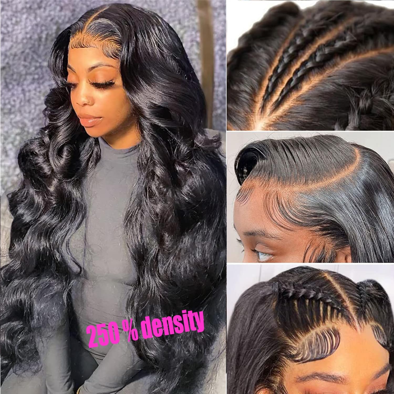 Ainmeys 20inch 13x6 Body Wave Lace Front Wigs Human Hair 250% Density Pre Plucked HD Transparent Lace Frontal Wigs for Black Women - 10A Glueless Wigs with Baby Hair | Perfect for Daily Wear, Cosplay, and Special Occasions