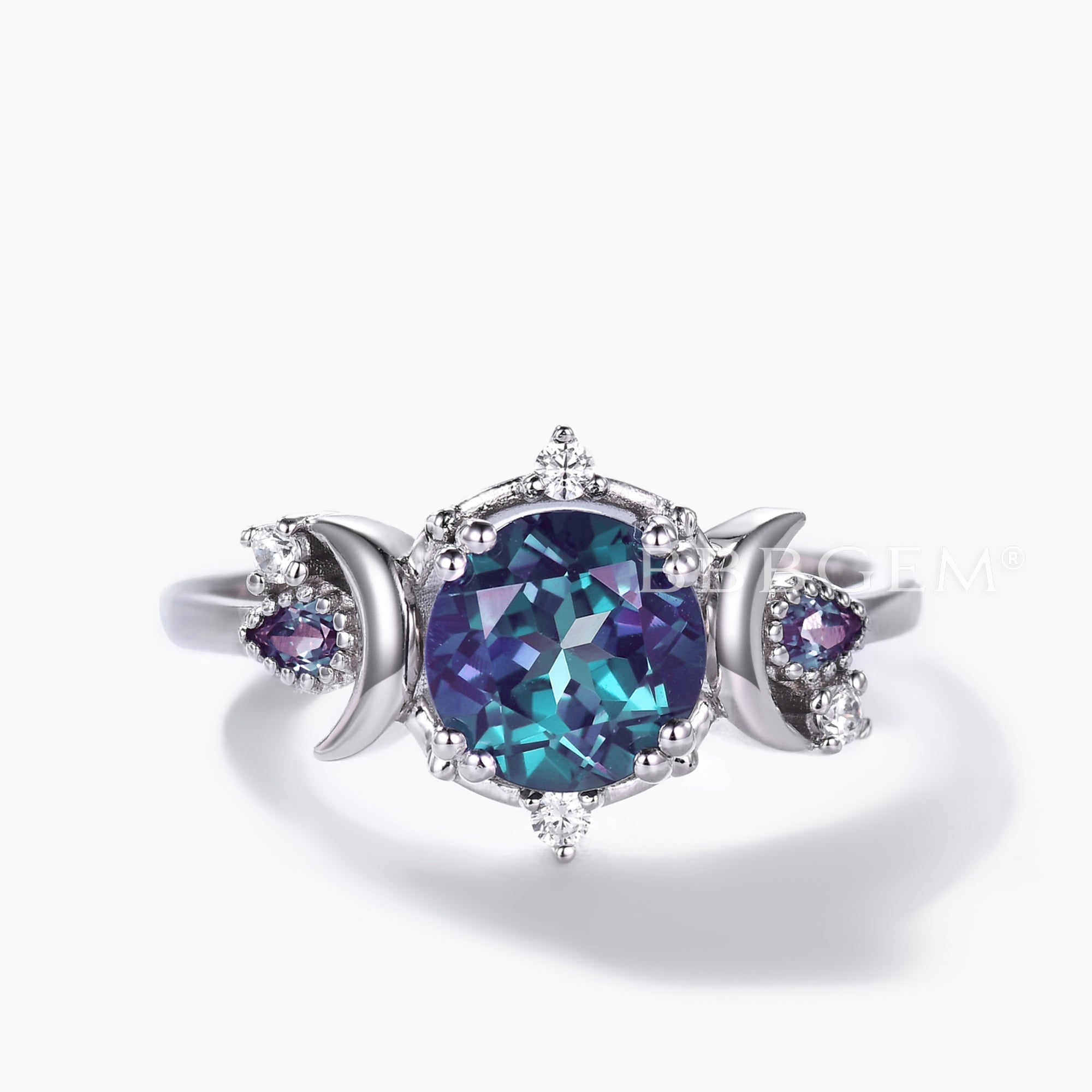 Vintage Color Changing Alexandrite Ring - 7mm Round Cubic Zirconia Engagement Ring for Women | Perfect Wedding, Anniversary & Promise Gift for Her | Moon of My Life Jewelry for Special Occasions