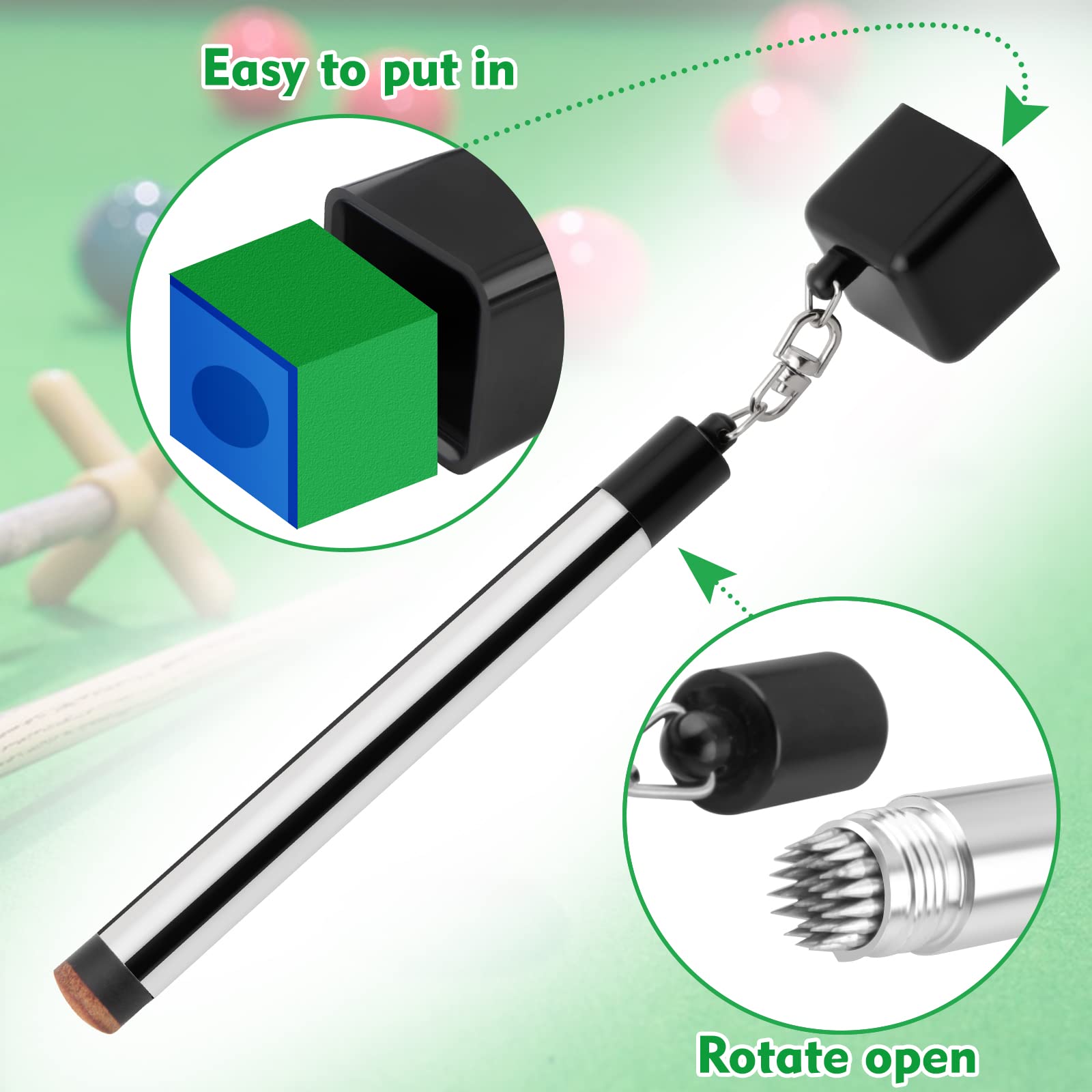 **2 in 1 Portable Pick Pocket Chalk Cover & Tip Pricker Prep Tool – Billiard Cue & Snooker Accessory – Pool Stick Chalk Holder (3 Models) – Perfect for Pool Halls, Home Game Rooms & Professional Tournaments**