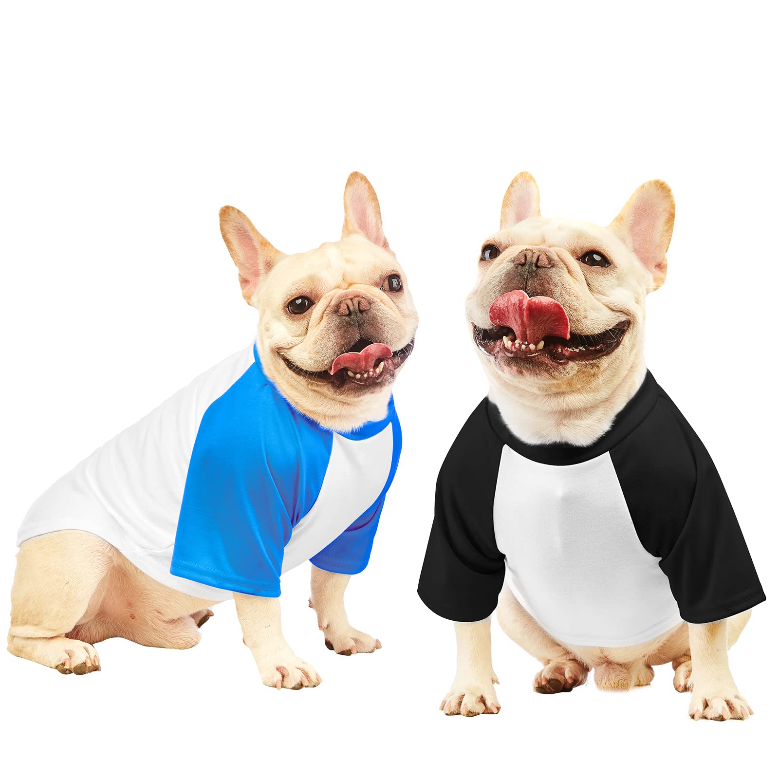 Breathable Stretchy Dog Raglan Shirt for Small Dogs & Cats - Soft Comfortable Pet Apparel Outfits for Puppies & Kittens (Size S 1-4lb, Black & Blue) - Perfect for Daily Walks, Indoor Play & Photo Shoots