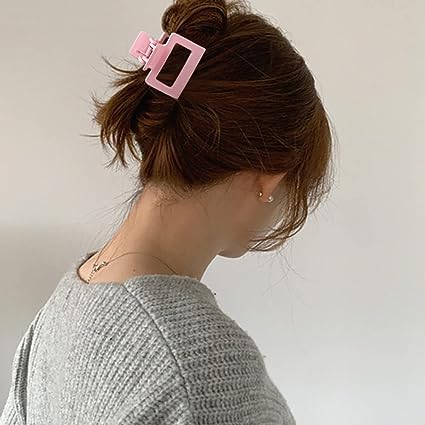 4PCS Matte Square Hair Claw Clips for Women & Girls - 2 Inch Medium Hair Clips for Thin to Thick Hair, Pastel Hair Accessories | Perfect for School, Work, Travel & Everyday Styling
