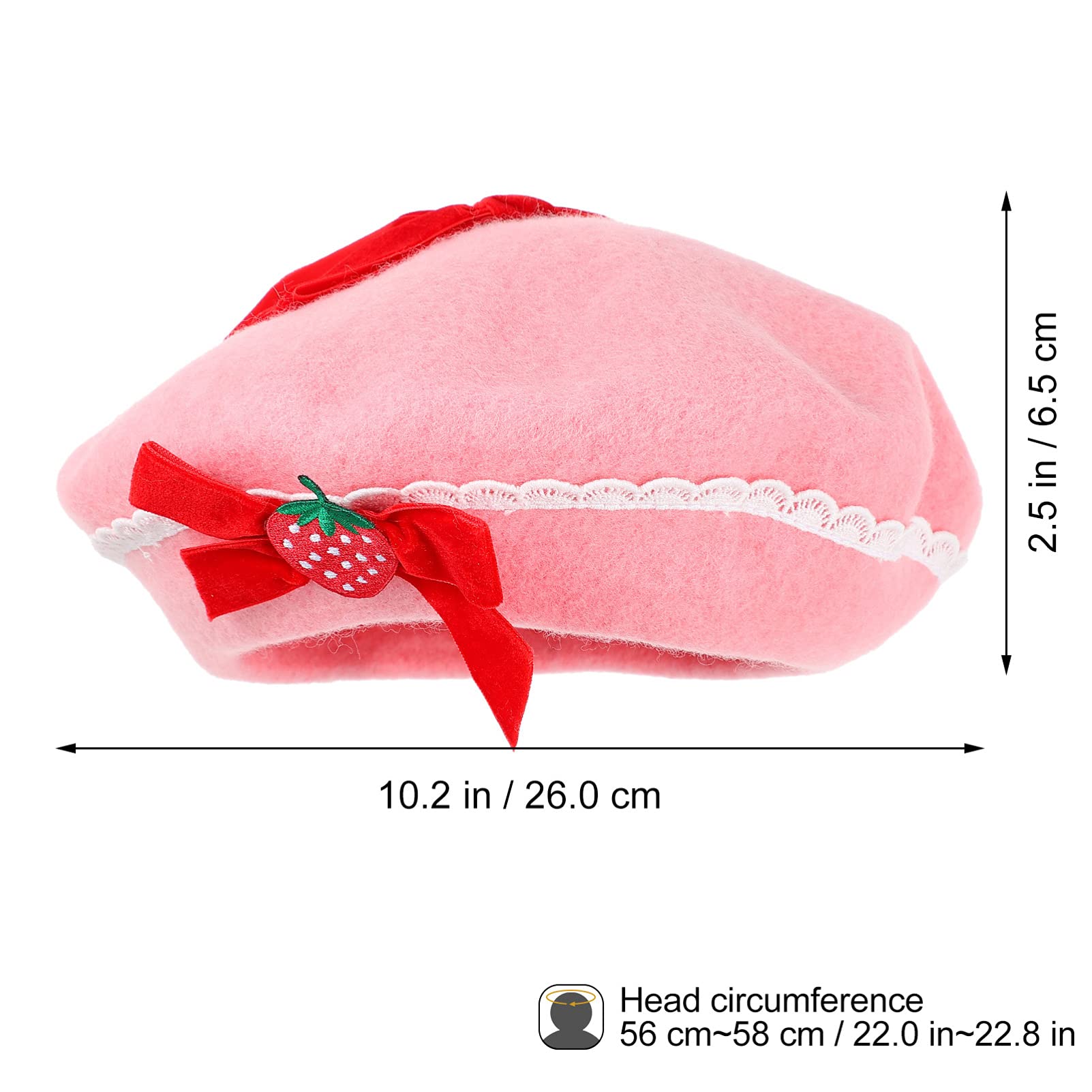VALICLUD Women's Wool Strawberry Beret Hat - Warm French Style Winter Fashion Beanie for Women | Cozy Winter Accessory for Cold Weather, Outdoor Activities & Fashion Outfits