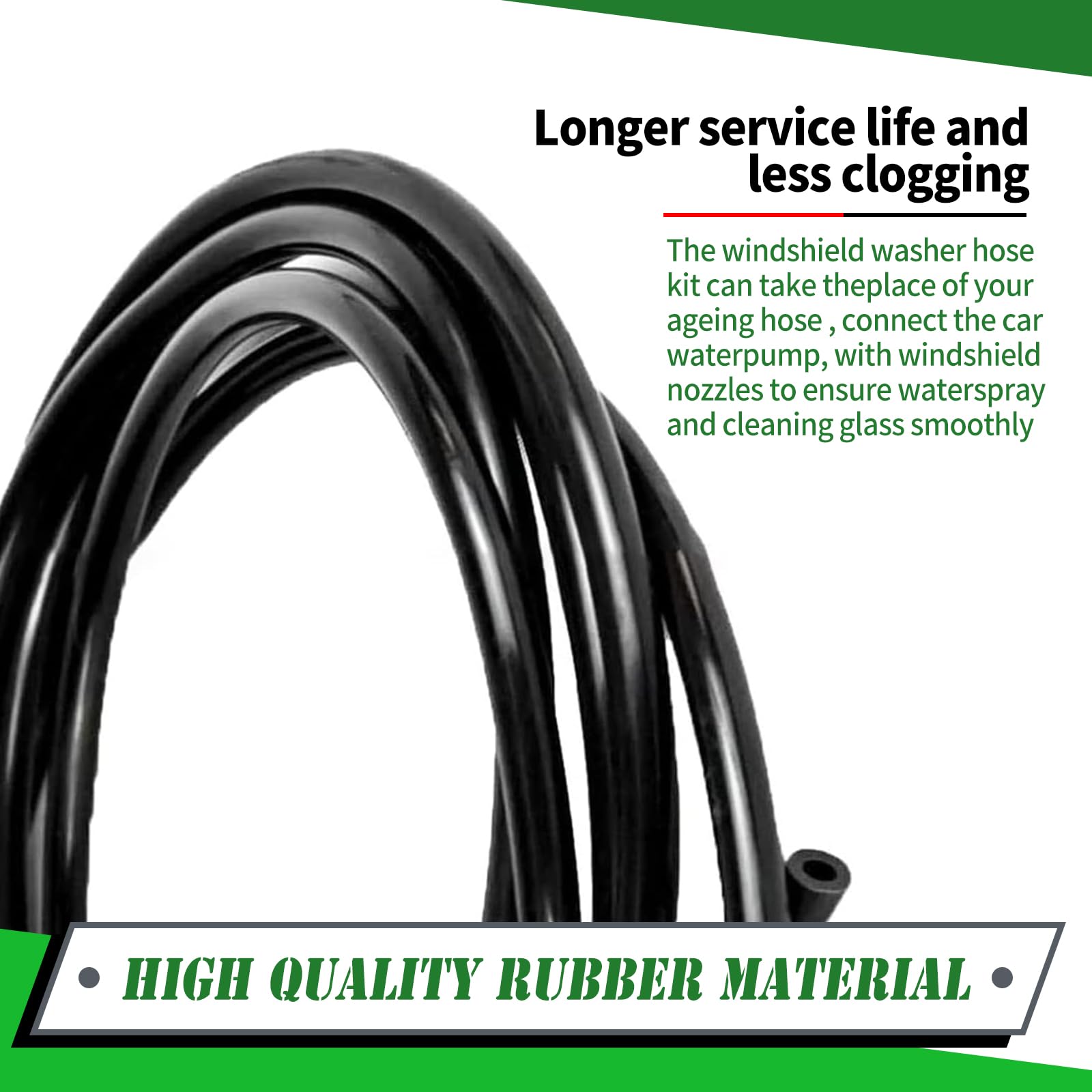 30 PCS Universal Car Windshield Washer Hose Kit - 13Ft Durable Rubber Washer Hose with 30 Vehicle Hose Connectors for Pump & Nozzles - Fits Trucks, SUVs & Most Vehicles (Black) - Perfect for Windshield Cleaning & Fluid System Maintenance