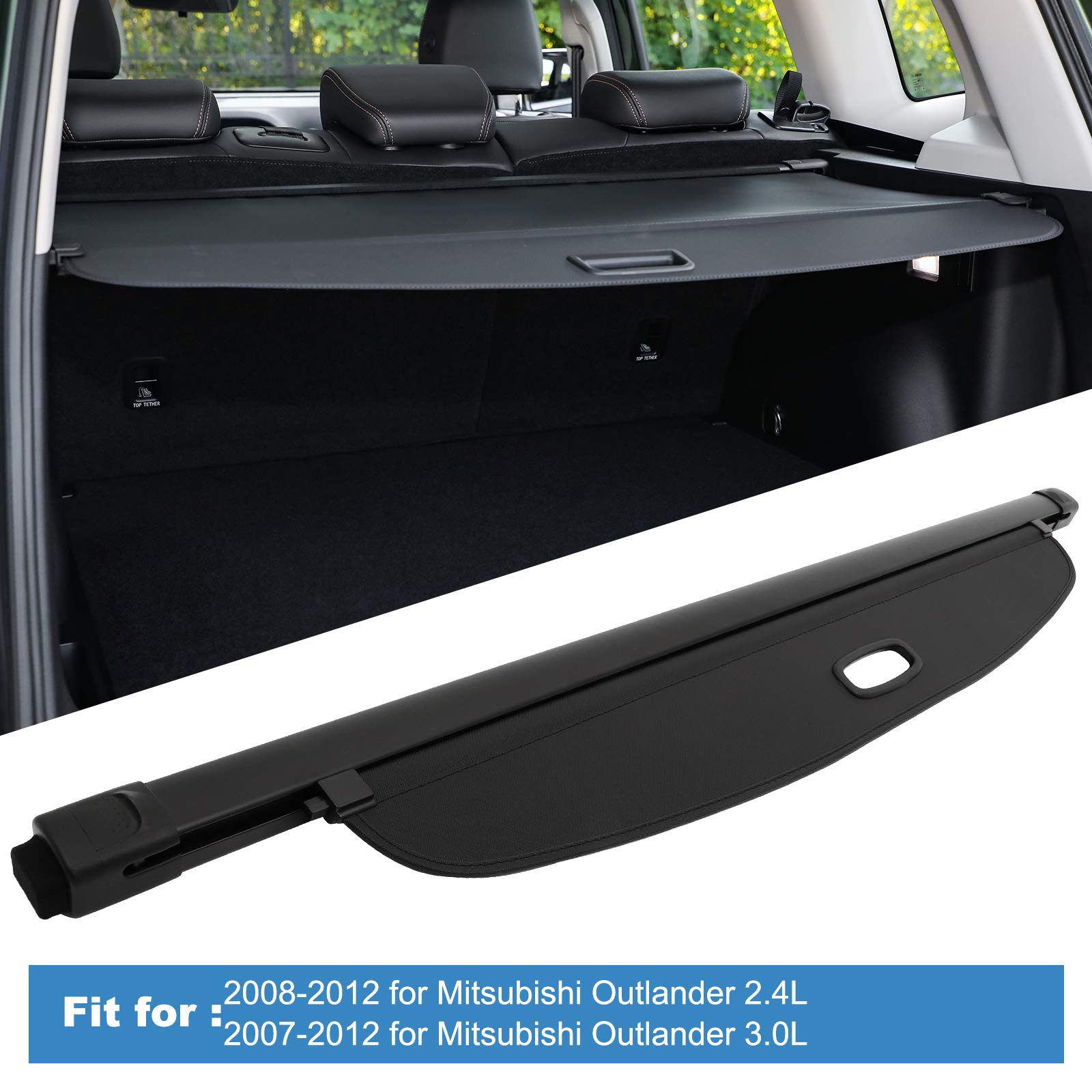 ECCPP Retractable Cargo Cover for 2007-2012 Mitsubishi Outlander SUV - Rear Trunk Shade & Luggage Security Tonneau Cover | Perfect for Road Trips, Grocery Hauling & Protecting Valuables