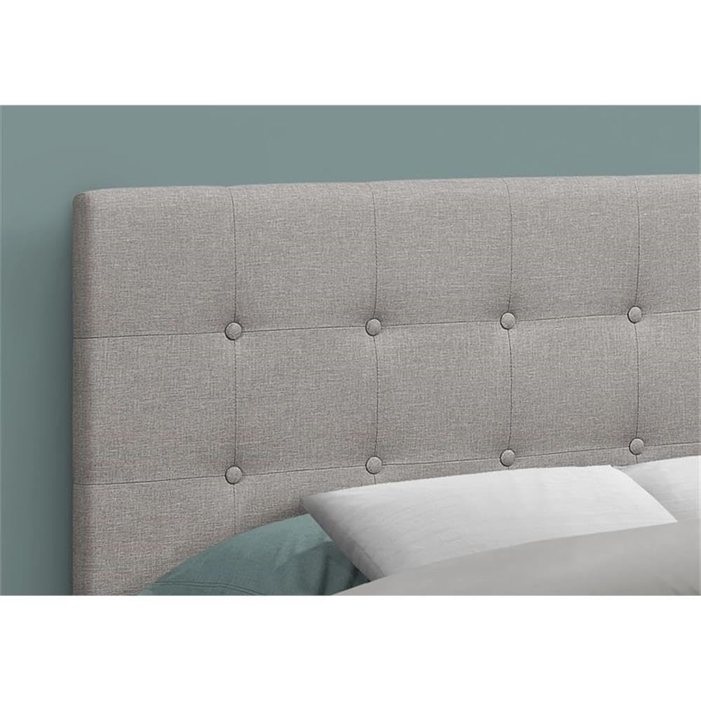 Monarch Specialties I 6003F Full Size Upholstered Bed Headboard - Grey Linen Look Transitional Style for Modern Bedroom Decor | Perfect for Master Bedrooms, Guest Rooms & Apartment Living