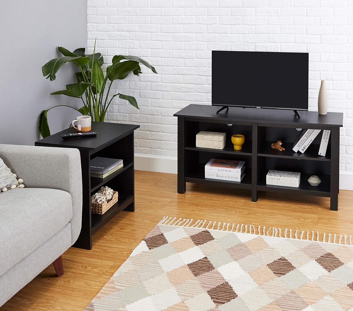 ROCKPOINT 70-85 Inch Classic TV Stand with Storage - Espresso Wood Media Console & Entertainment Center for Living Room, Bedroom, Home Theater