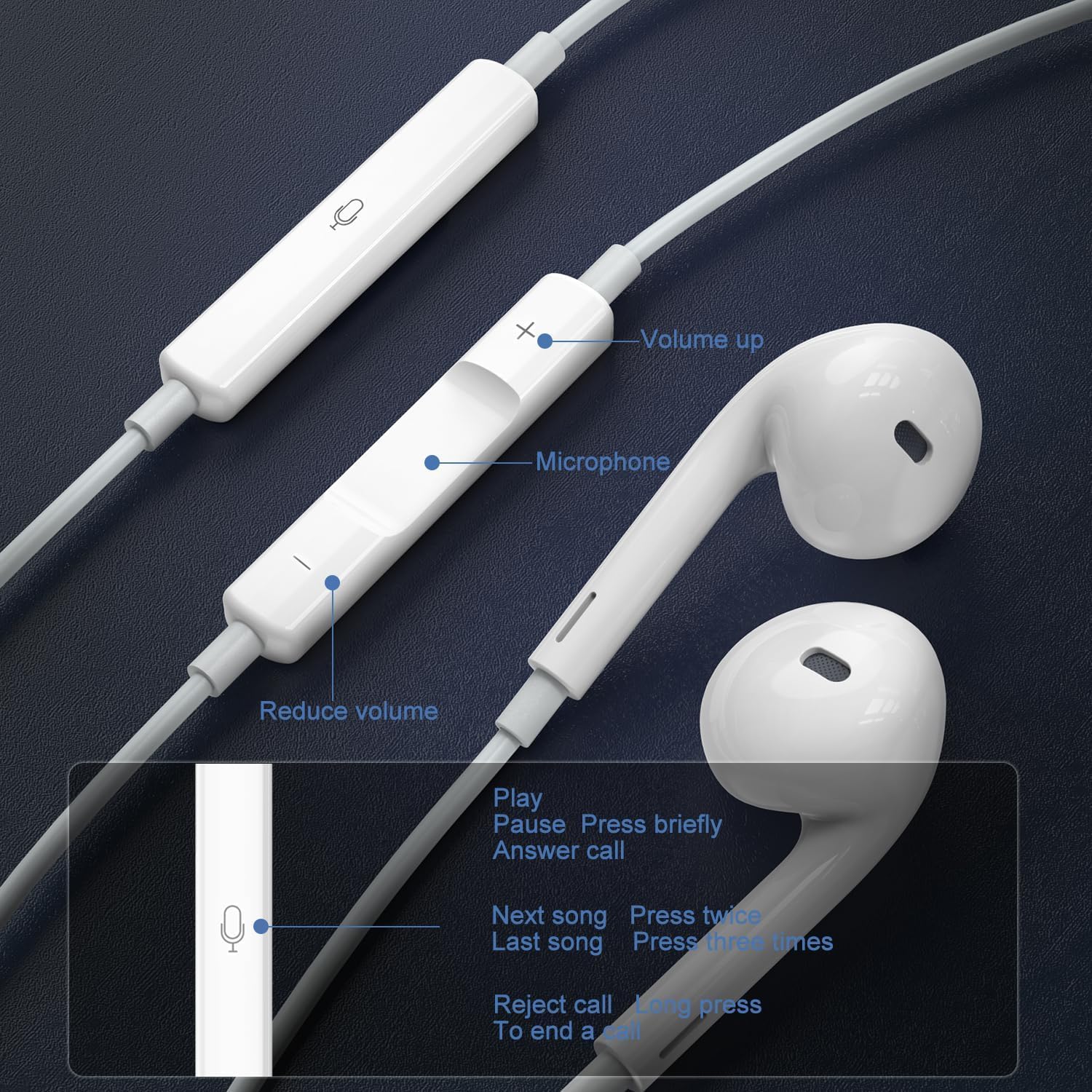 Apple Lightning Earphones with Built-in Mic & Volume Control - Noise Cancelling Wired Earbuds for iPhone 14/13/12/11/XR/XS/X/8/7/SE/Pro/Pro Max - Perfect for Music, Calls & Gaming