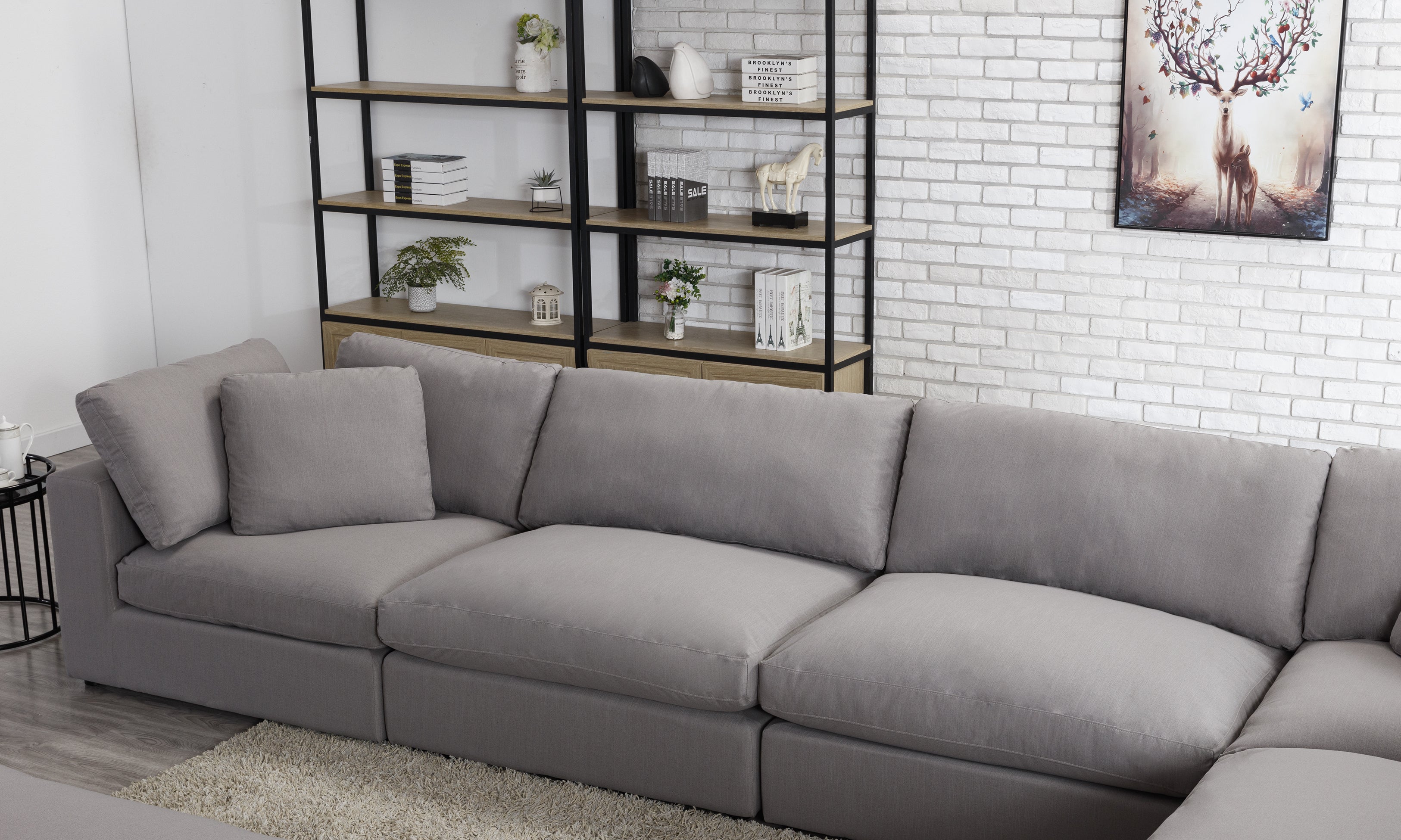 Rivas Contemporary Feather Fill 6-Piece Modular Sectional Sofa in Graphite - Perfect for Living Room, Lounge & Family Room Comfort