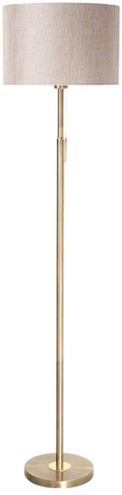 Modern Tall Floor Lamp - Simple Design Standing Light with Linen Fabric Shade for Living Room, Bedroom & Office - Brass Finish Reading Lamp for Home Decor