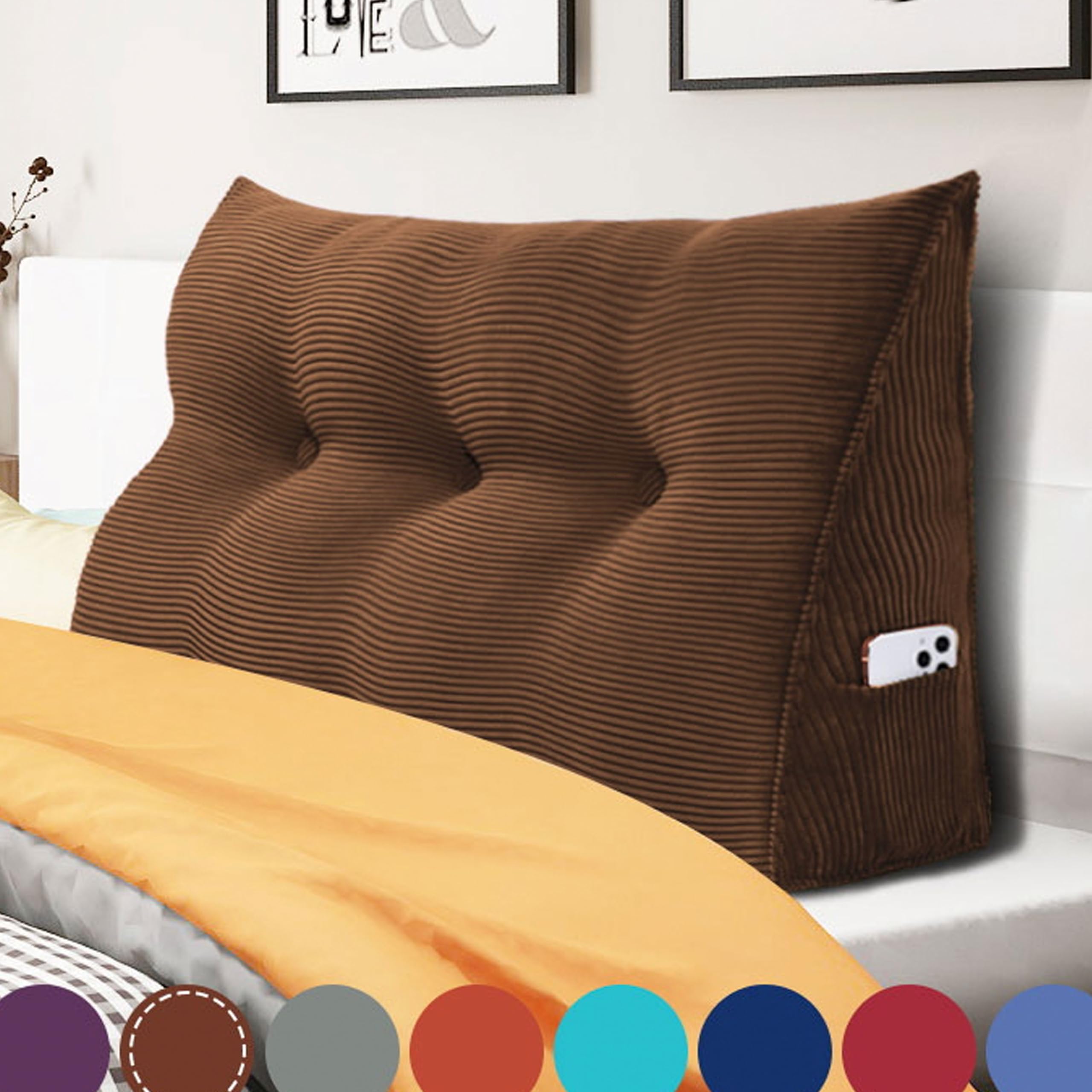 WOWMAX Rectangular Headboard Pillow - Full Size Bolster Pillow for Bed, Back Rest & Support Cushion - 85% Linen 15% Cotton Blend (Natural Color) - Perfect for Sitting in Bed, Reading, Daybeds & Back Support