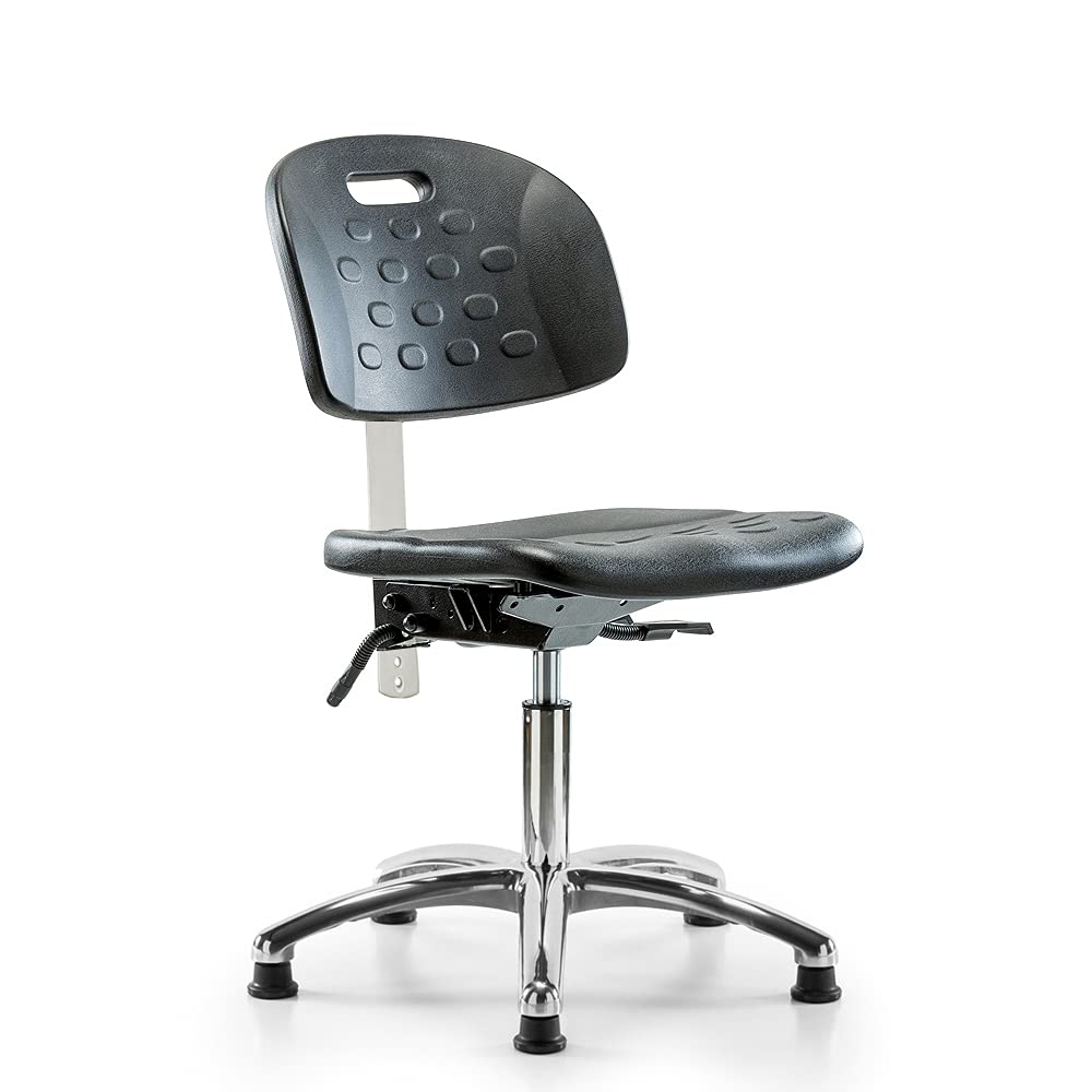 Ergonomic Industrial Chair for Clean Rooms - Adjustable Desk Height with Handle & Stationary Caps | Perfect for Laboratories, Manufacturing & Medical Facilities