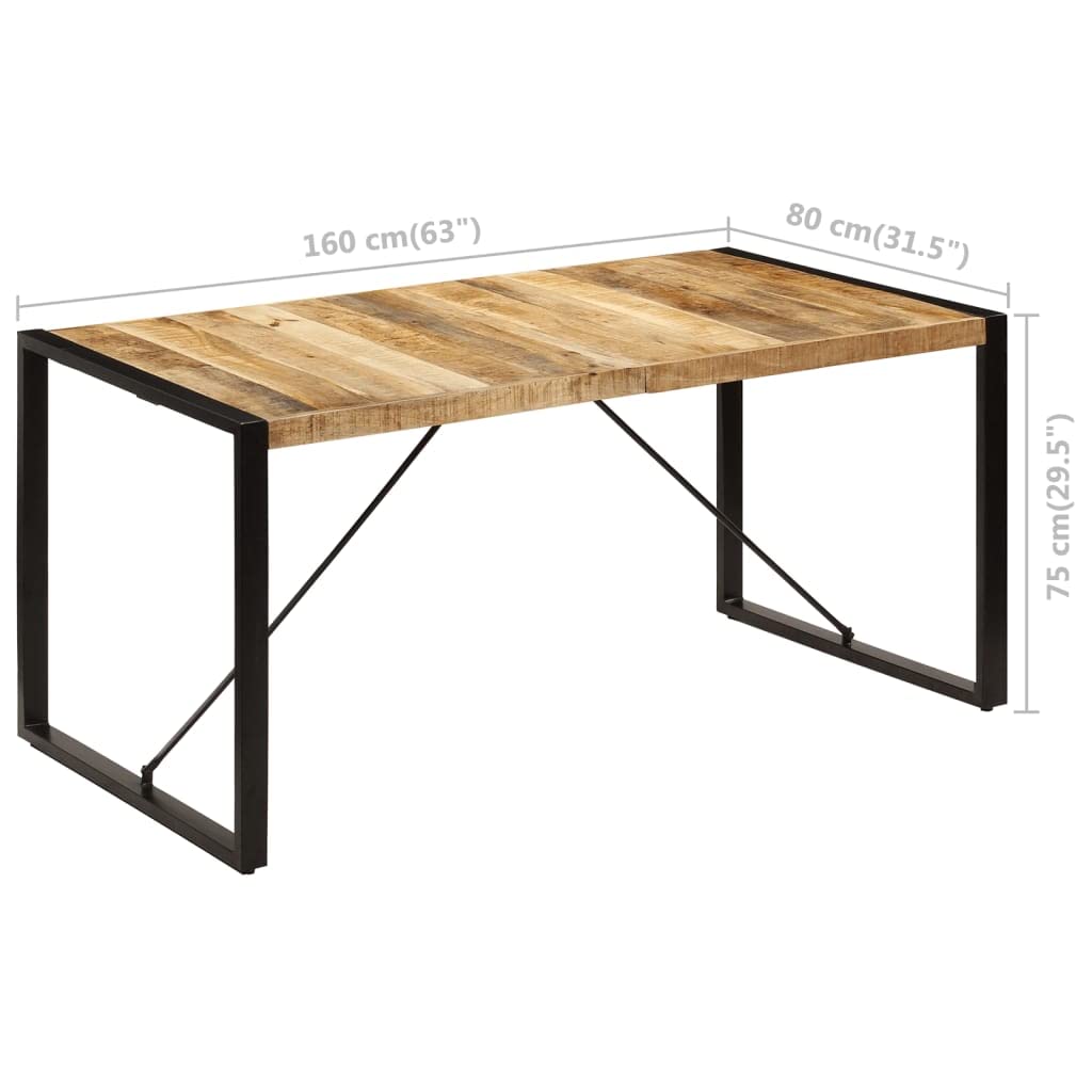 vidaXL Industrial-Style Dining Table - Solid Mango Wood & Powder-Coated Steel, Easy Assembly, Brown & Black Finish - Perfect for Kitchen, Dining Room, Restaurant & Cafe Settings