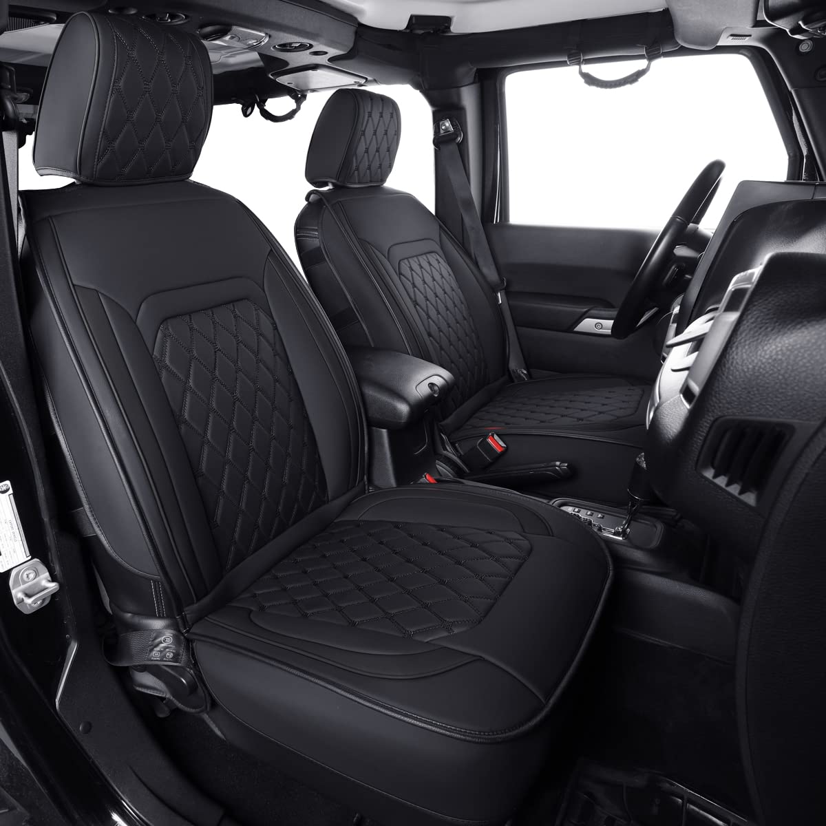 Premium Custom Fit Jeep Wrangler Seat Covers (2018-2022 4-Door JK/JL Models) - Faux Leather Protection for Off-Roading & Daily Commutes - Black Interior Upgrade - LUCKYMAN CLUB Accessories