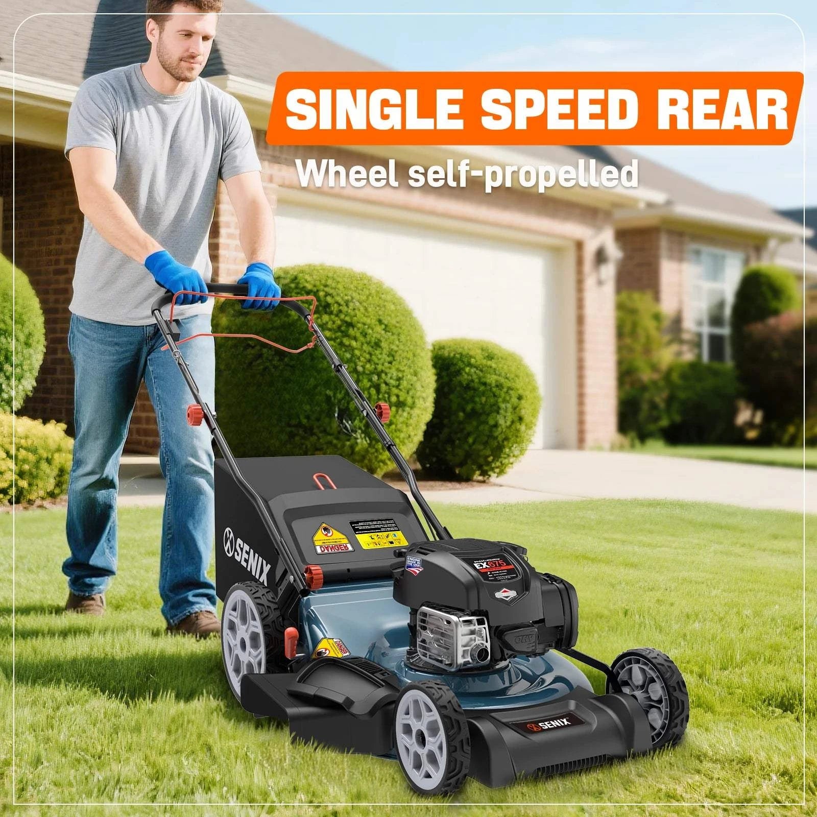 SENIX 22-Inch 163cc 4-Cycle Briggs & Stratton Engine Gas Self-Propelled Lawn Mower - 3-in-1 Mulching, Bagging & Side Discharge - Perfect for Medium to Large Yards & Professional Landscaping