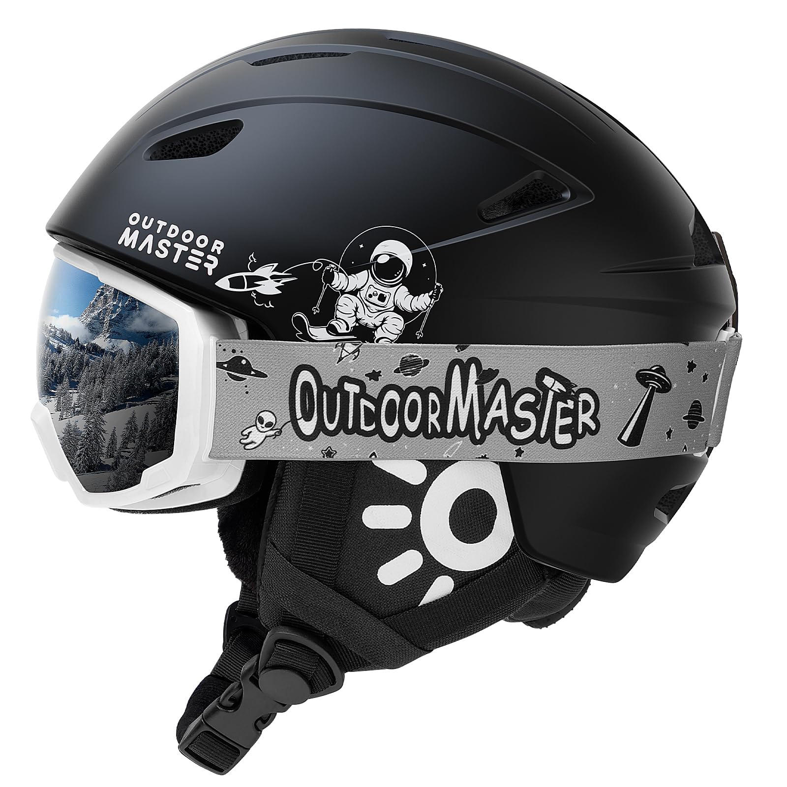 OutdoorMaster Anoa Kids Ski Helmet and Goggles Set - Certified Snowboard Helmet with Adjustable Fit & Shock-Absorbing EPS Core - Durable PC Shell Ski Goggles for Boys, Girls & Youth - Perfect for Snowboarding, Skiing & Winter Sports Safety Gear