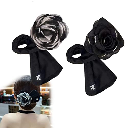XIAOL 2PCS Elegant Big Flower Hair Bun Maker - Twist Bun Cover & Lazy Hair Curler for Women & Girls | Perfect for Weddings, Parties & Everyday Hairstyles