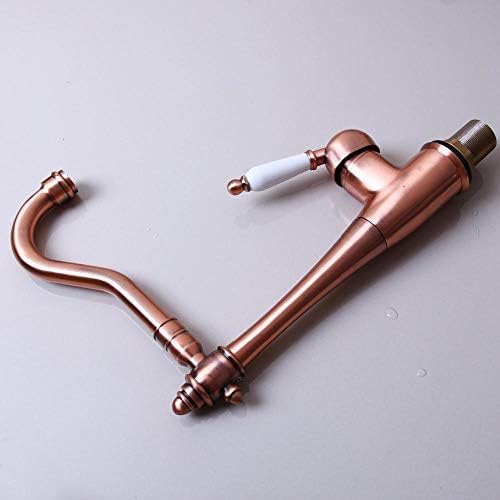 Antique Copper Swivel Kitchen Sink & Bathroom Basin Mixer Tap with Ceramic Handle - Perfect for Modern Farmhouse & Vintage Style Homes (Kitchen Faucet, Bathroom Faucet, Water Mixer Tap)