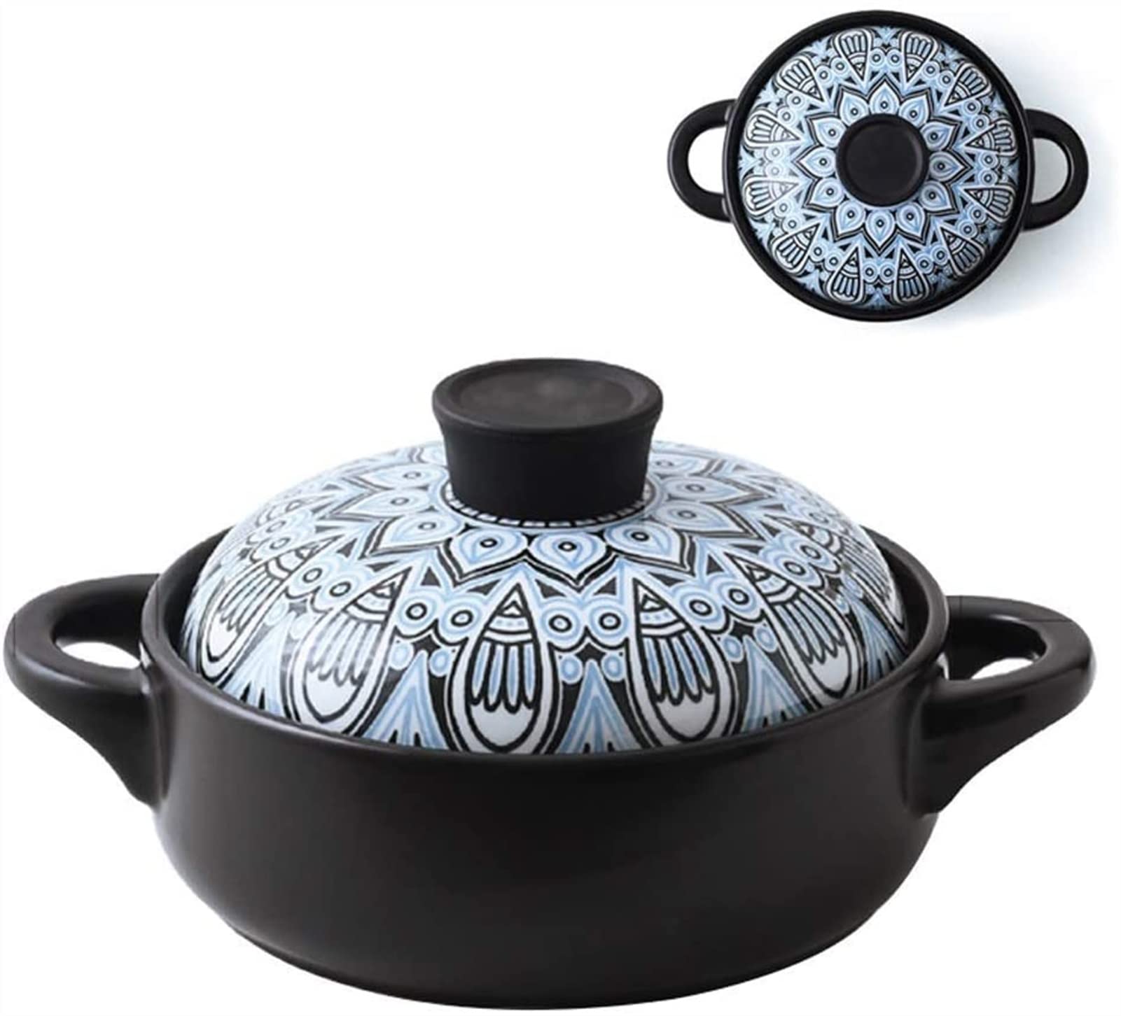 Premium Ceramic Stock Pot with Glass Lid - 1.5L Oven & Microwave Safe Soup Pot, Casserole Cookware for Home Kitchen - Ideal for Soups, Stews, Pasta & Slow Cooking