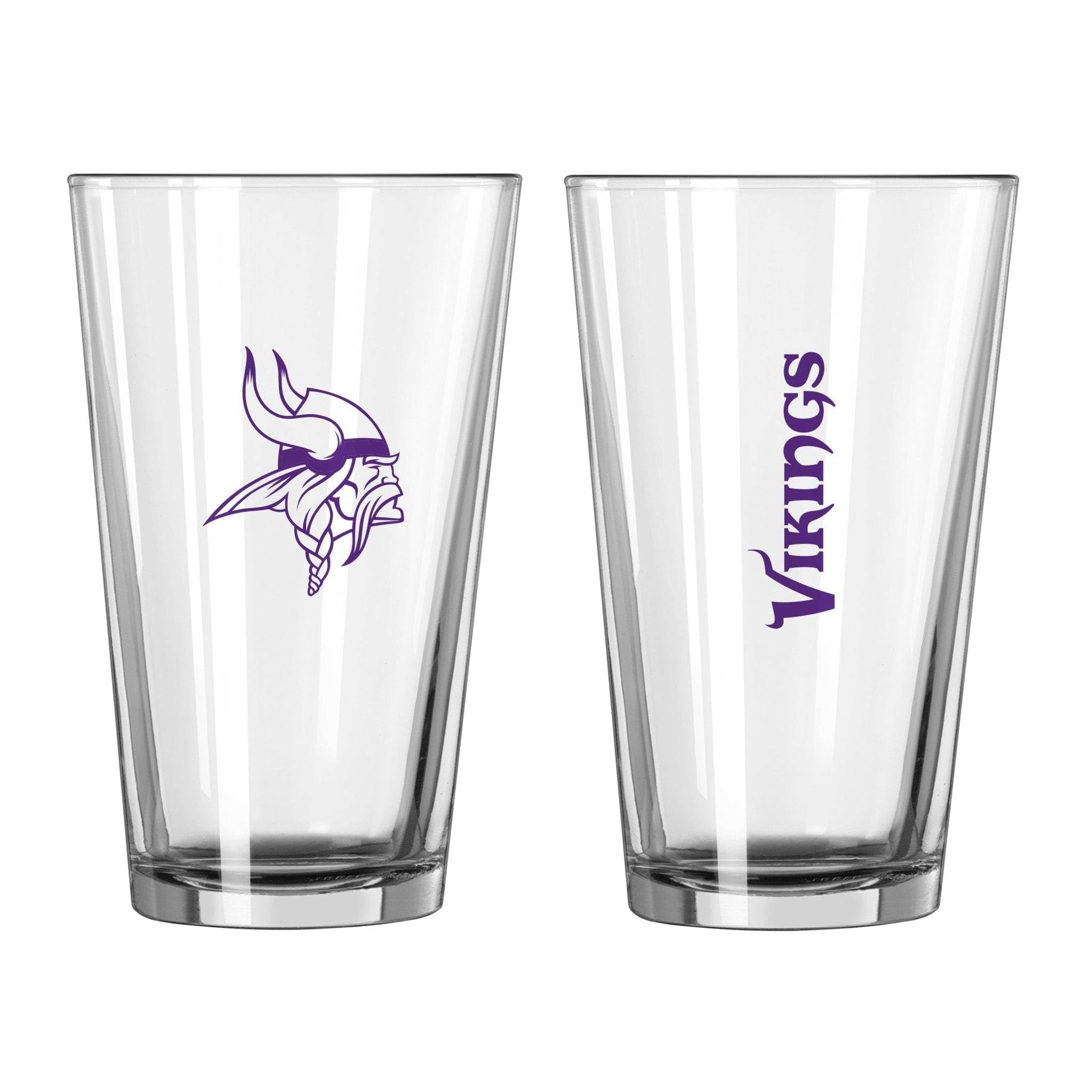 Minnesota Vikings 16oz Gameday Pint Glass - Officially Licensed NFL Barware for Beer & Cocktails - Perfect for Tailgating, Sports Bars & Game Day Parties